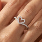 S925 Dainty Pave Heart Ring