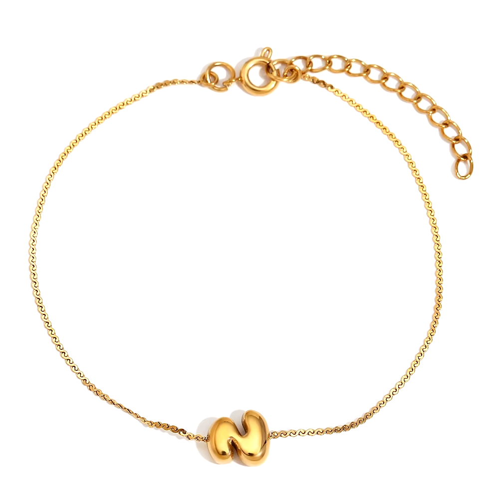 Bracelet délicat à initiale en lettres bulles