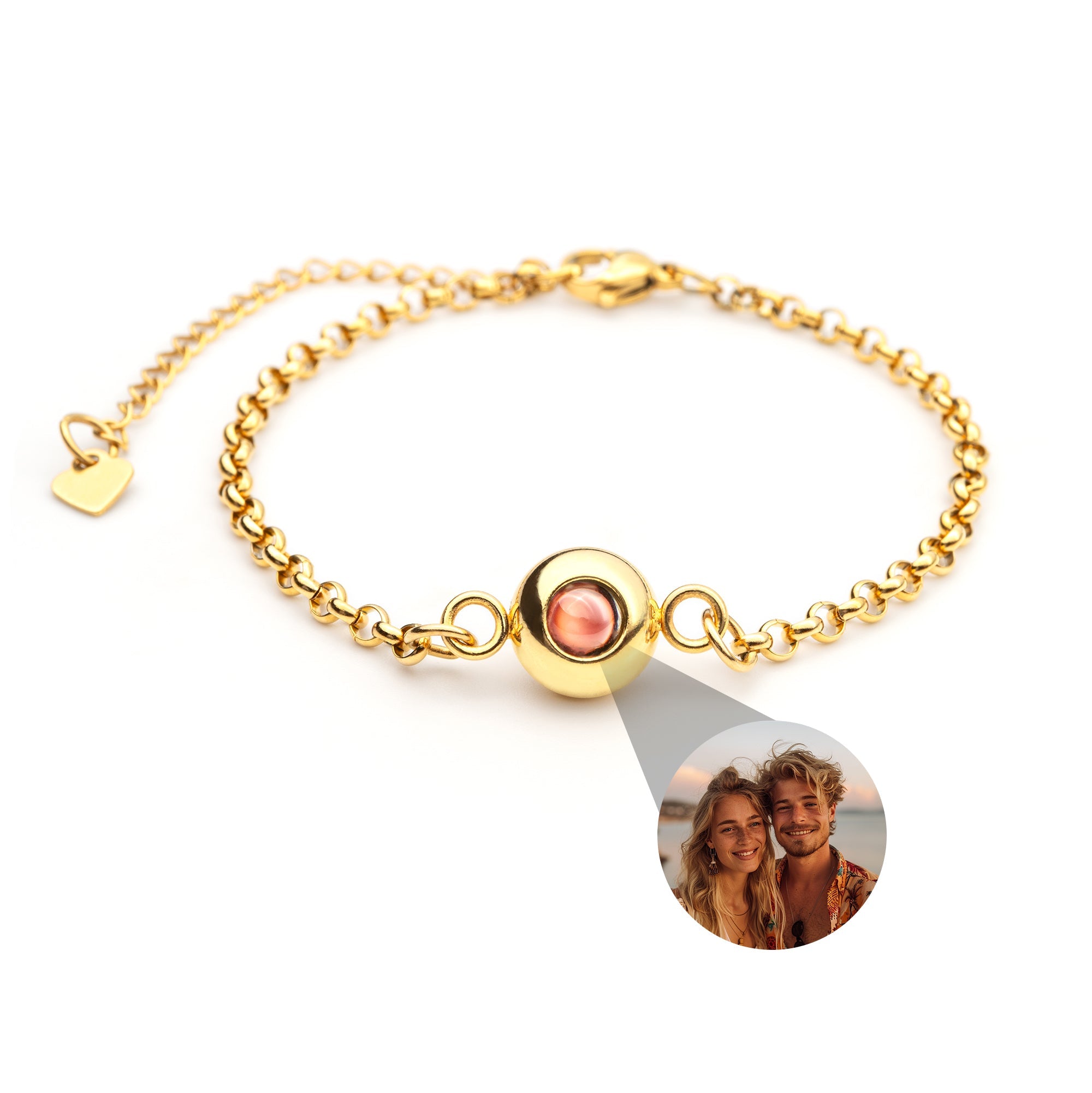 Photo Bracelet with Your Own Photo - Rolo Chain