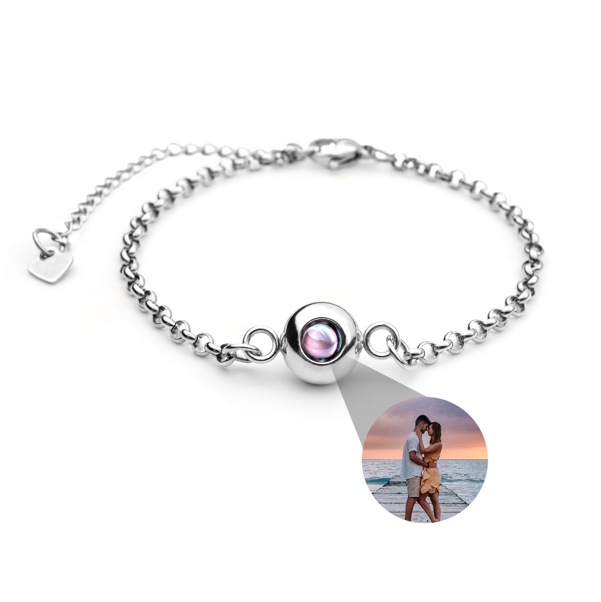 Photo Bracelet with Your Own Photo - Rolo Chain