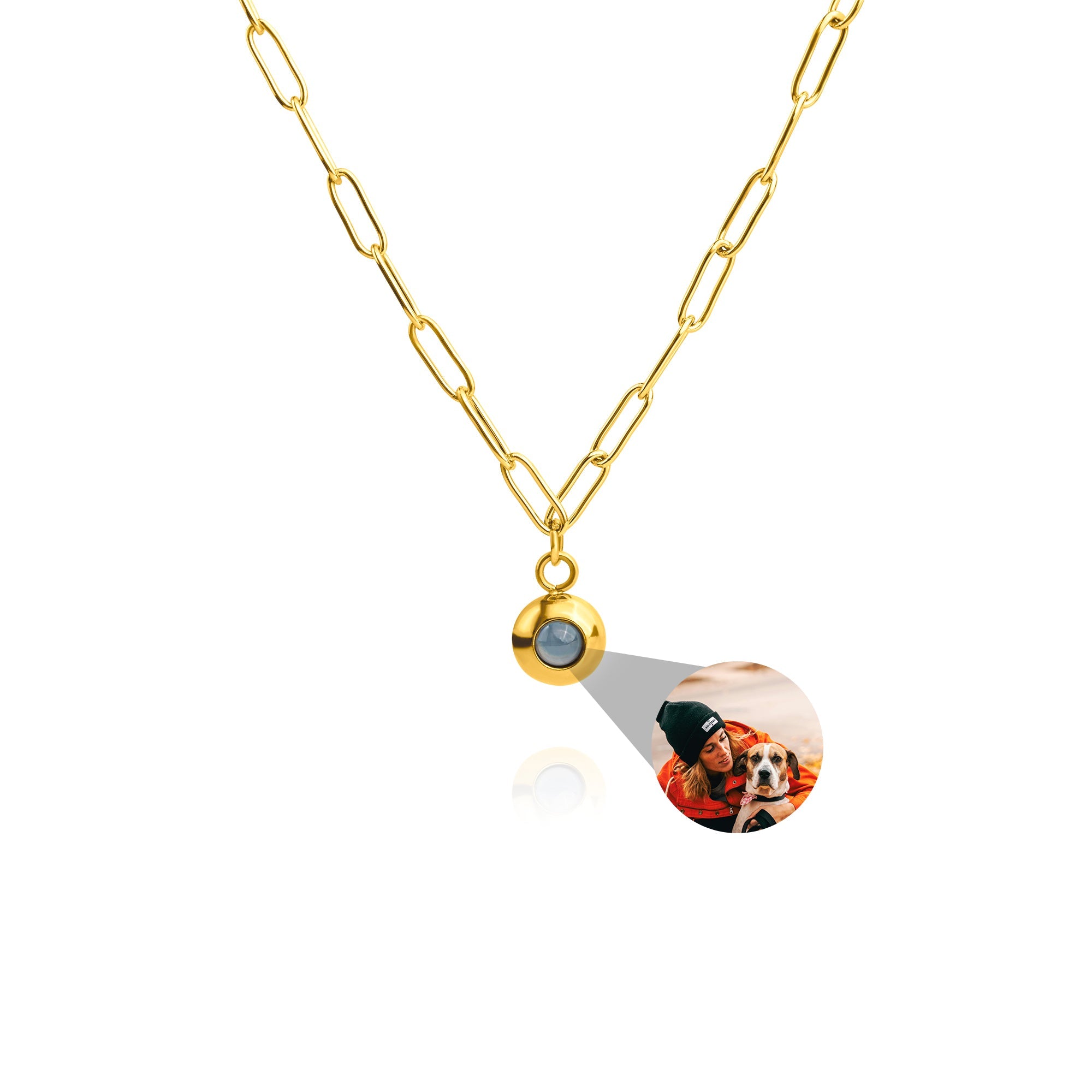 Photo Necklace with Your Own Photo - Paper Clip Chain