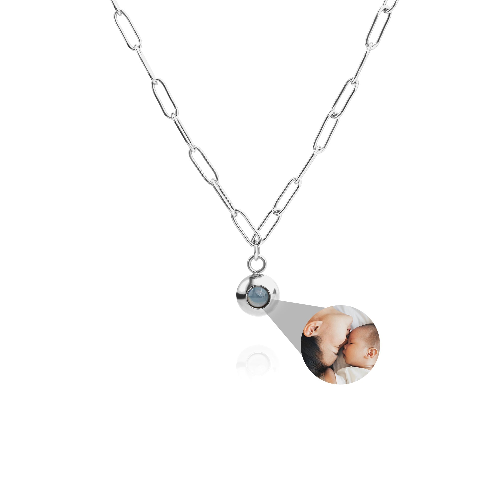 Photo Necklace with Your Own Photo - Paper Clip Chain