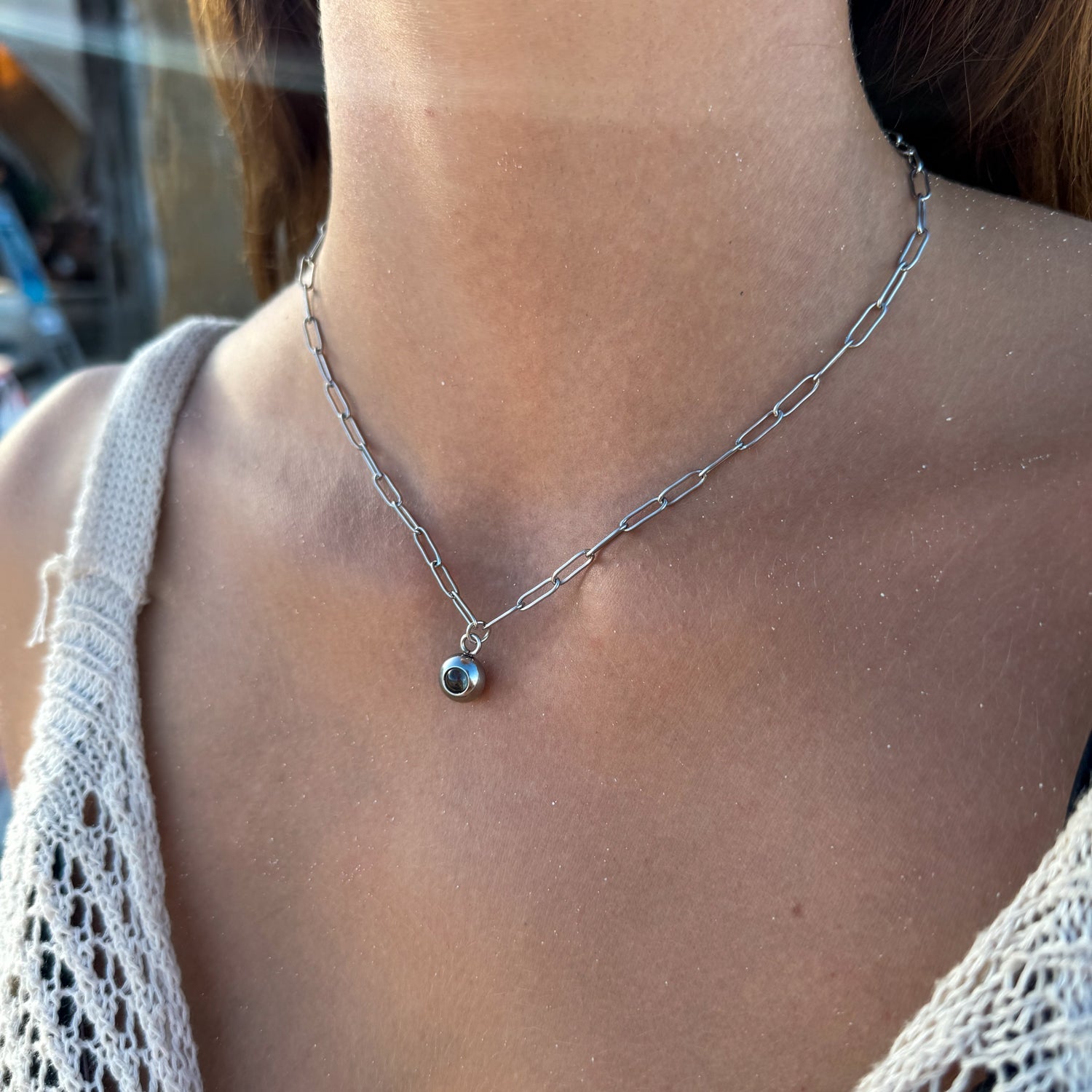 Photo Necklace with Your Own Photo - Paper Clip Chain
