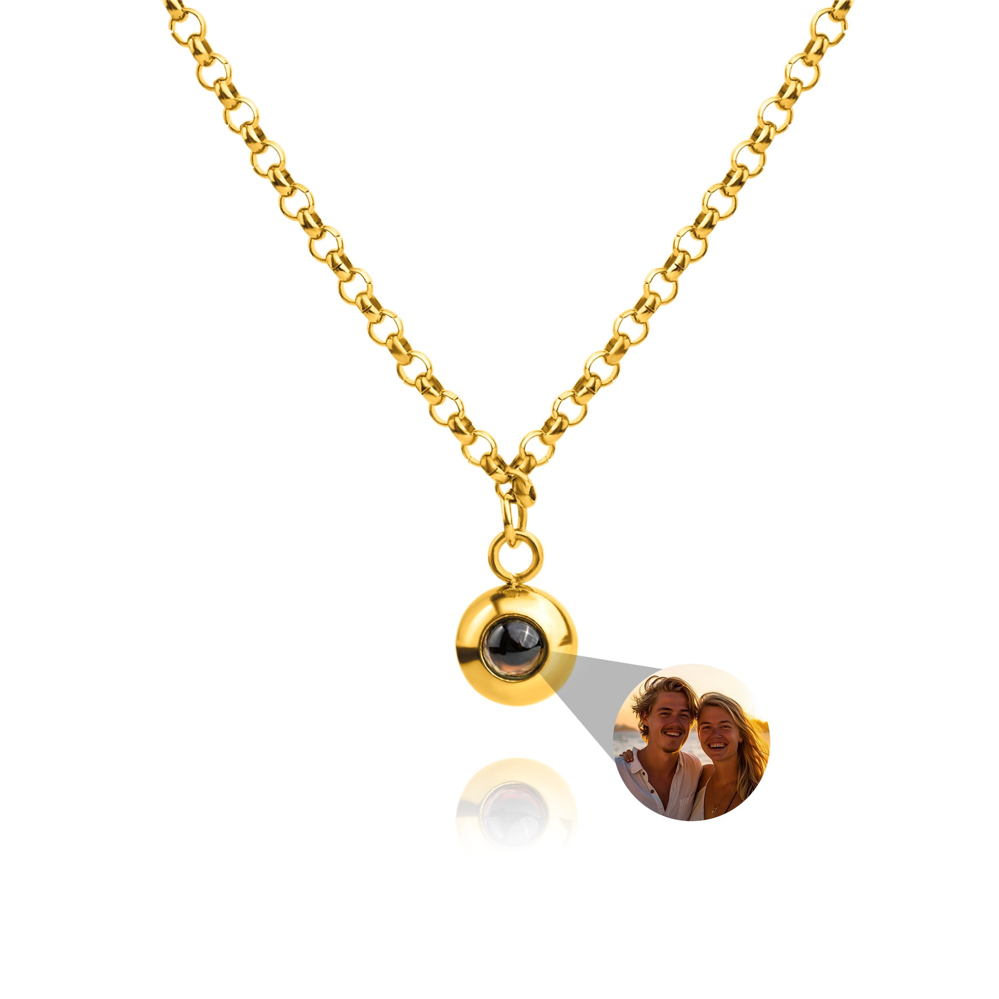 Photo Necklace with Your Own Photo - Rolo Chain