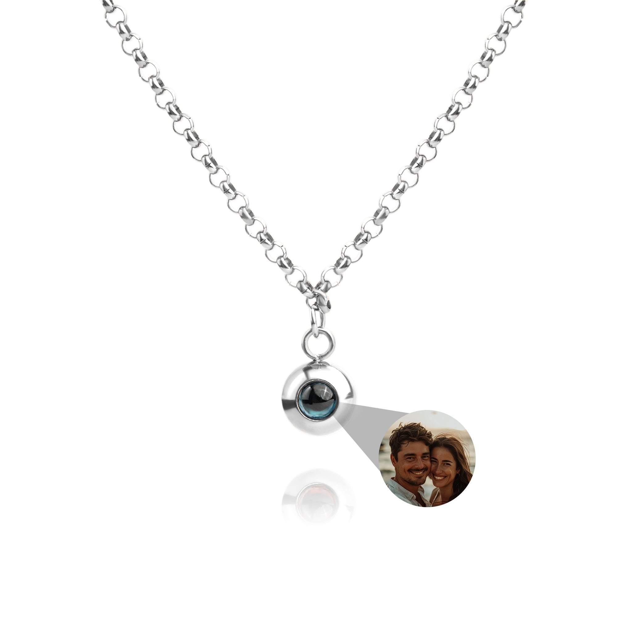 Photo Necklace with Your Own Photo - Rolo Chain