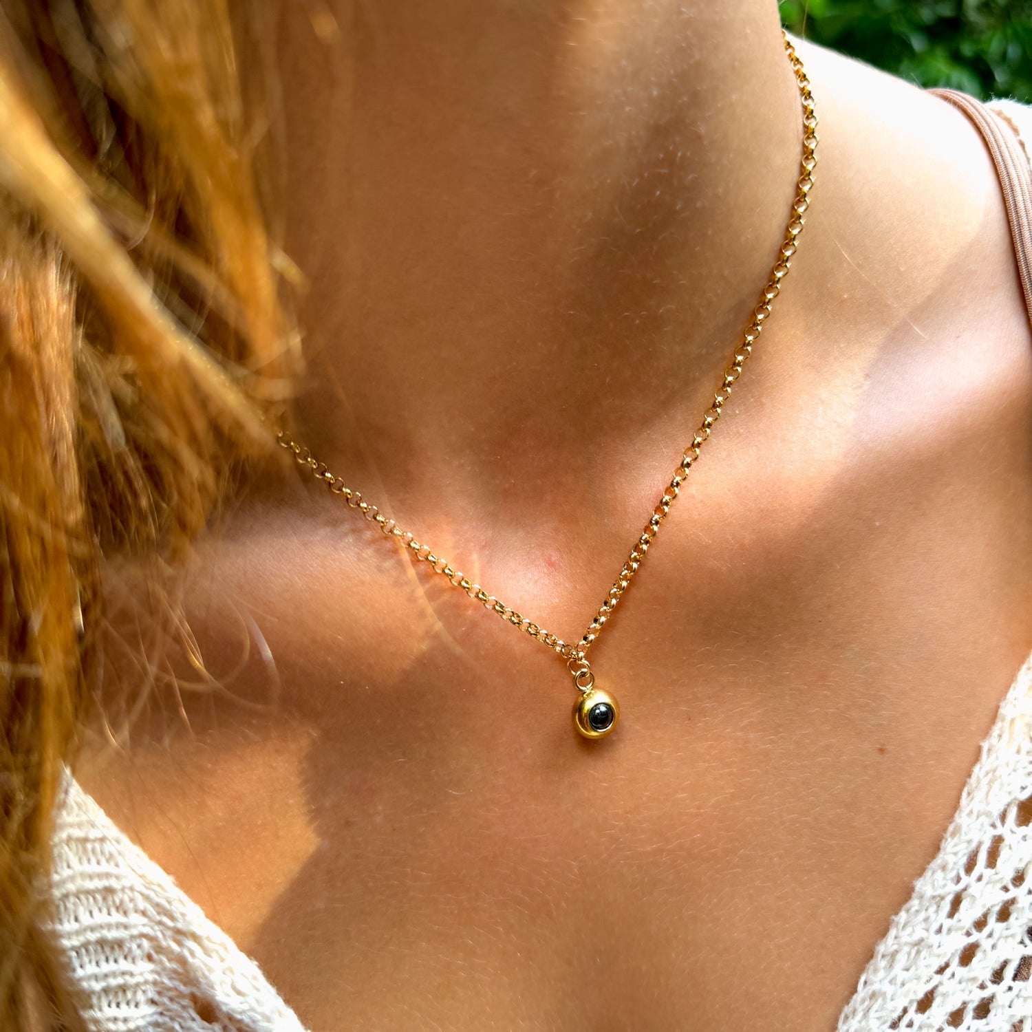 Photo Necklace with Your Own Photo - Rolo Chain