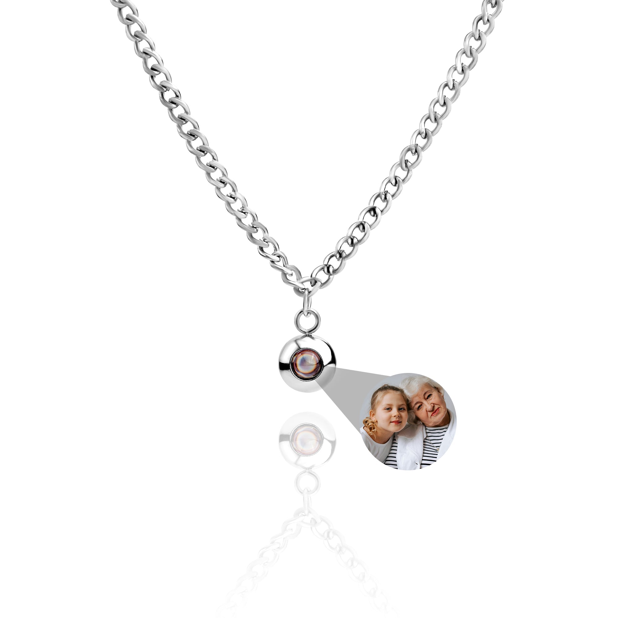 Photo Necklace with Your Own Photo - Cuban Chain