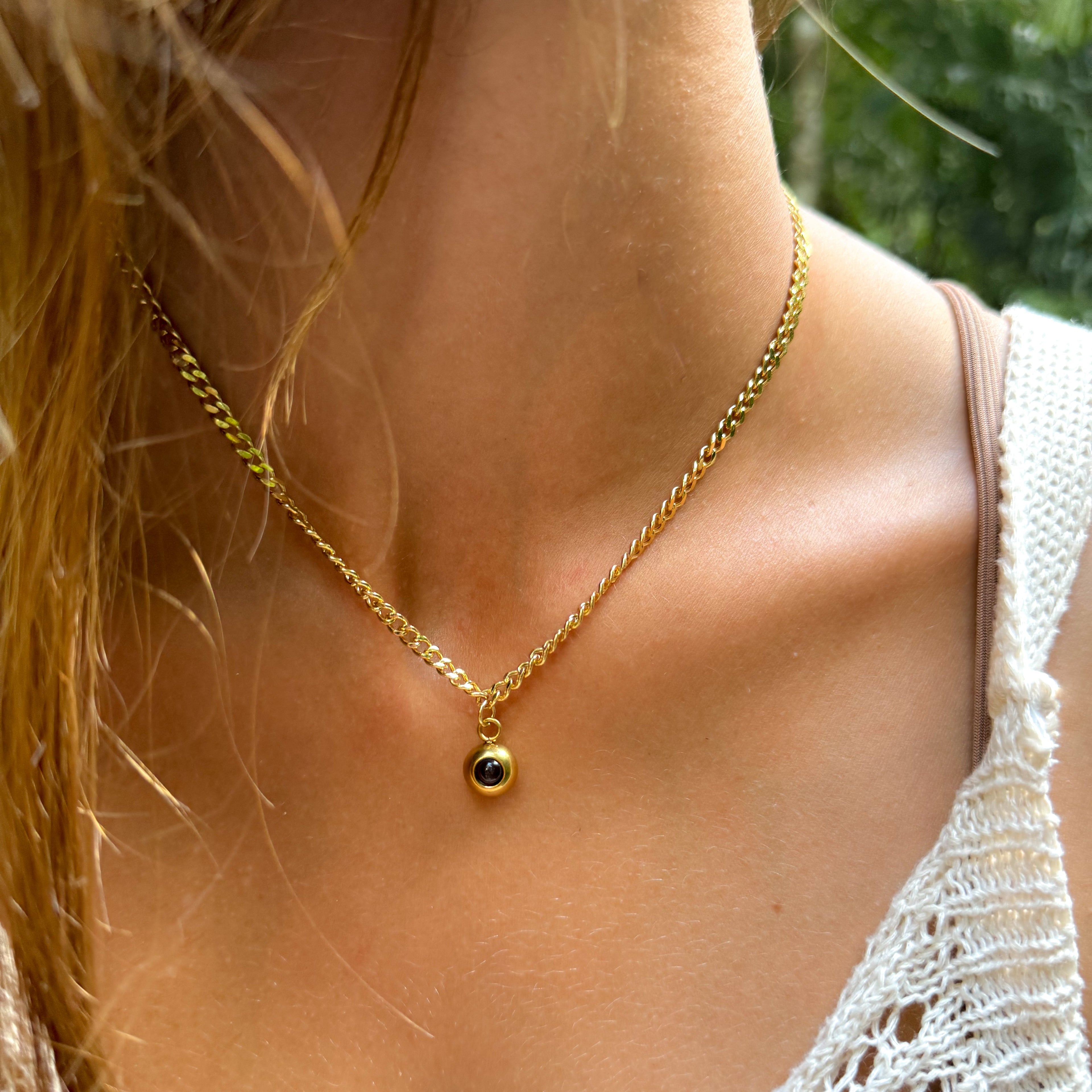 Photo Necklace with Your Own Photo - Cuban Chain