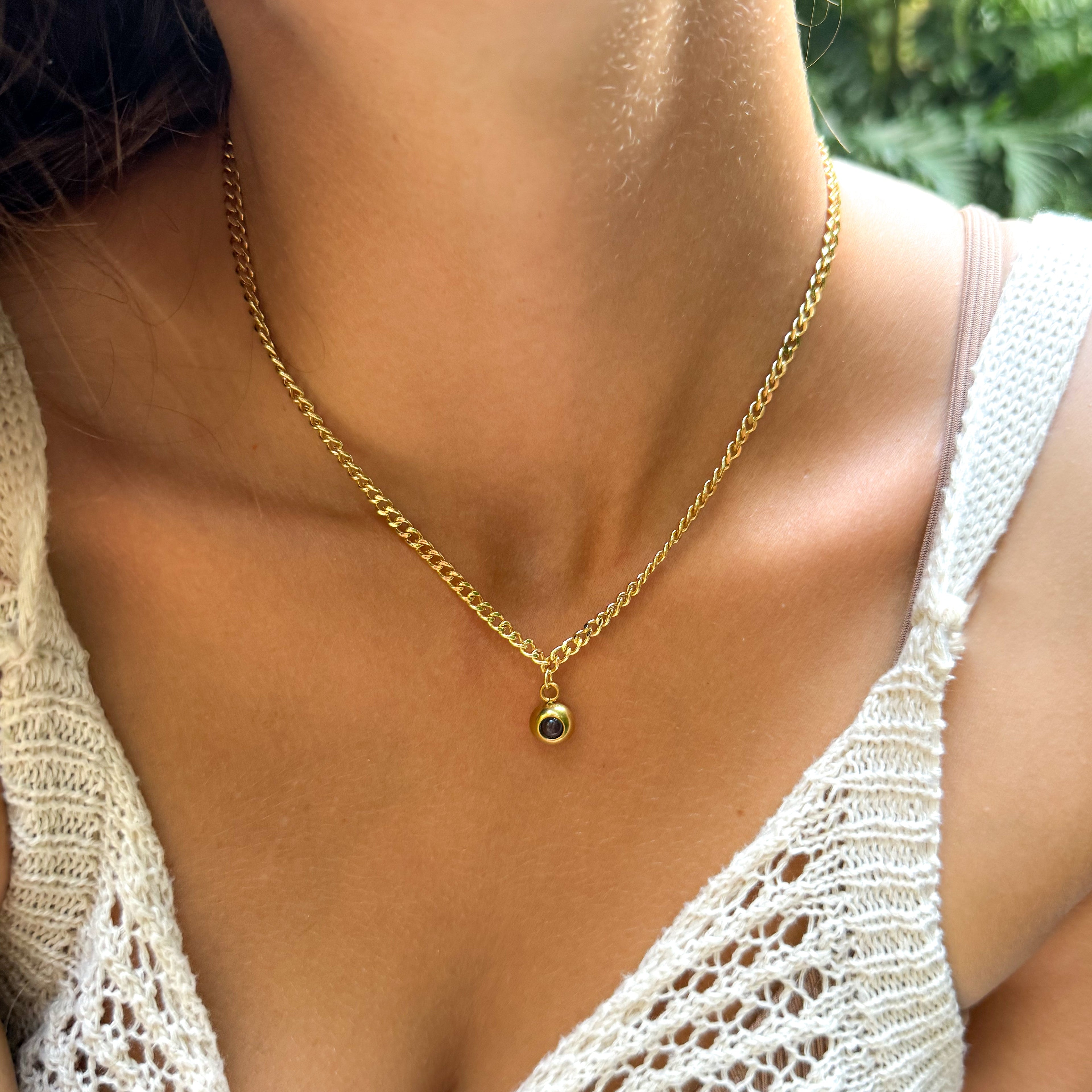 Photo Necklace with Your Own Photo - Cuban Chain
