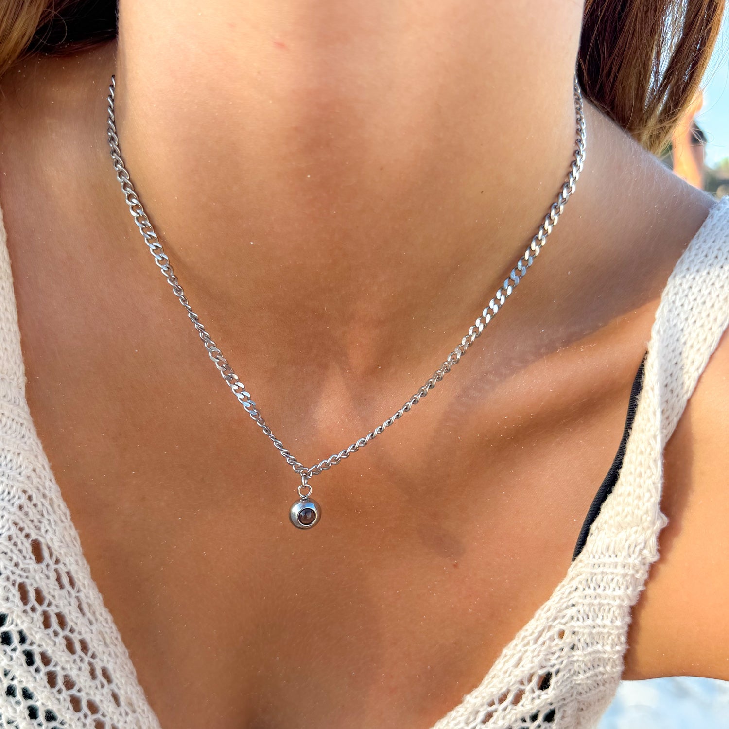 Photo Necklace with Your Own Photo - Cuban Chain