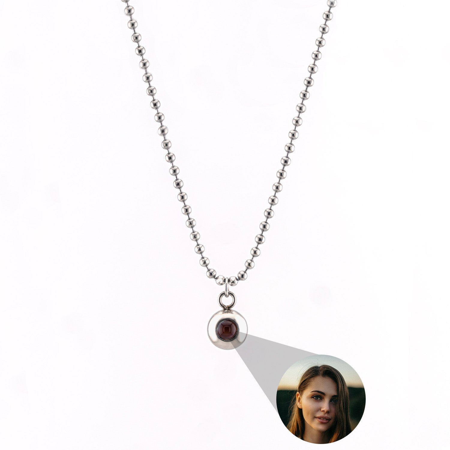 Photo Necklace with Your Own Photo - Ball Chain