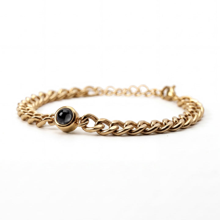Photo Bracelet with Your Own Photo - Cuban Chain