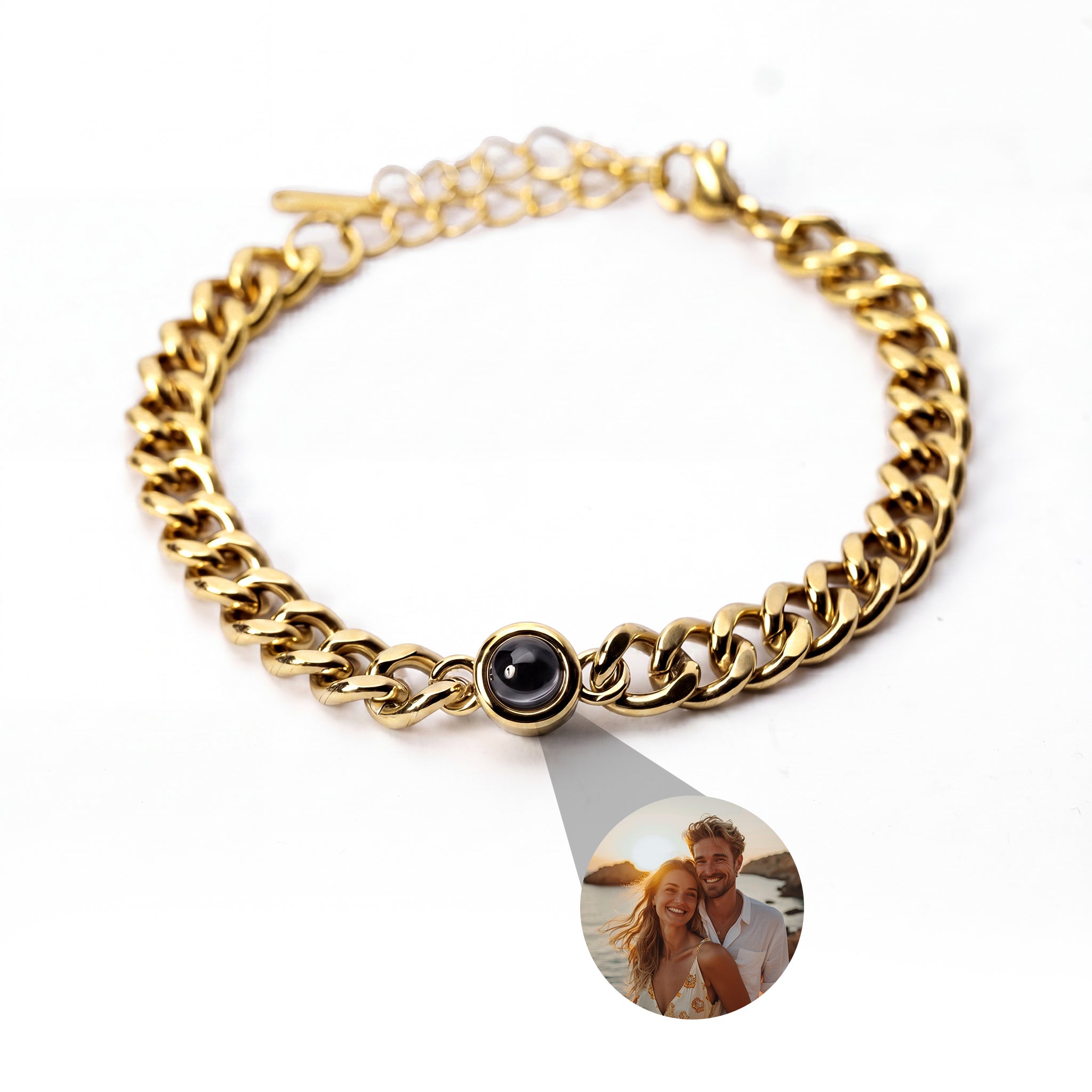 Photo Bracelet with Your Own Photo - Cuban Chain