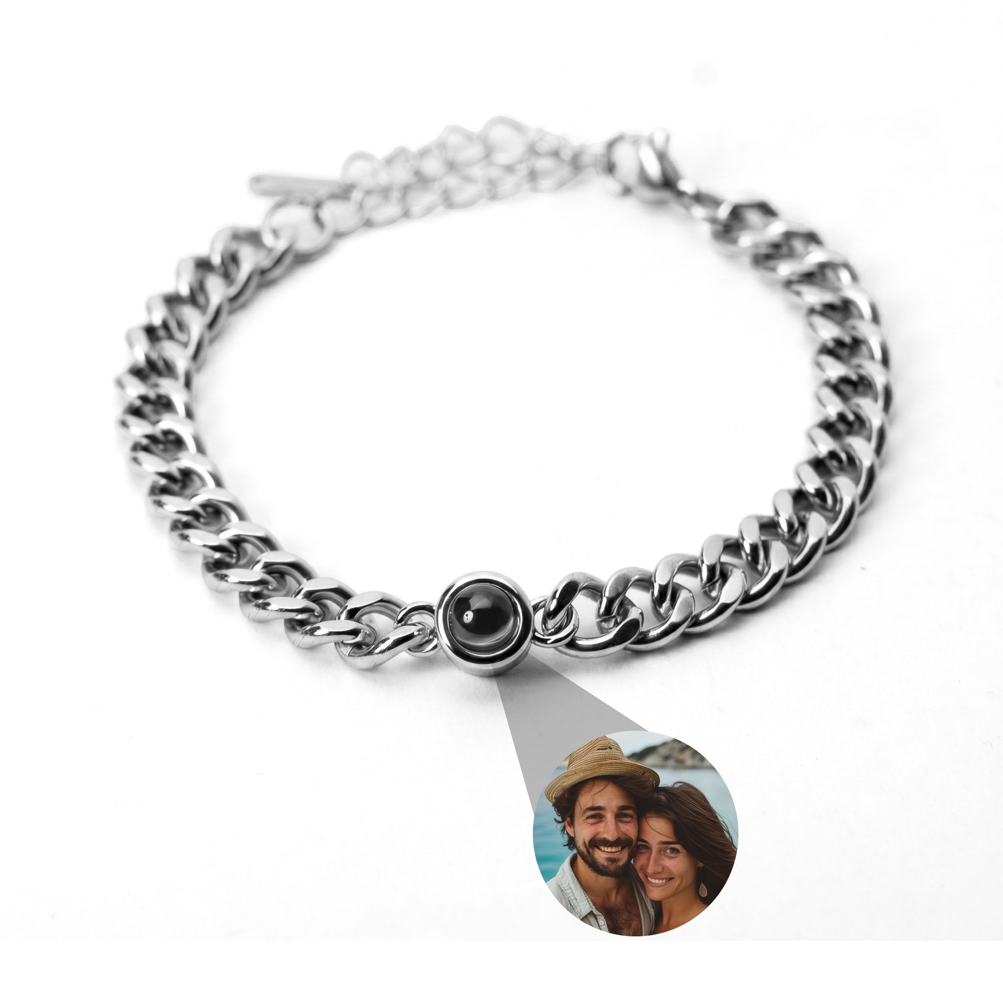 Photo Bracelet with Your Own Photo - Cuban Chain
