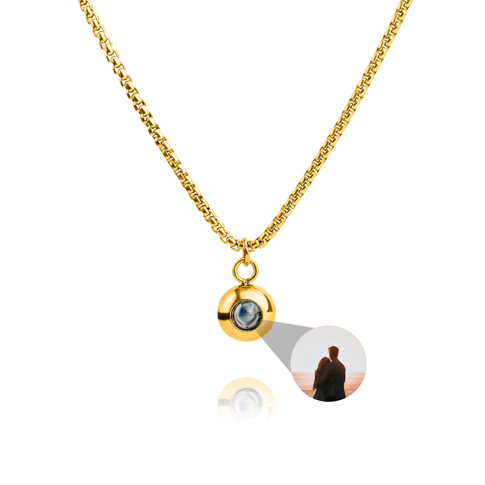 Photo Necklace with Your Own Photo - Snakechain