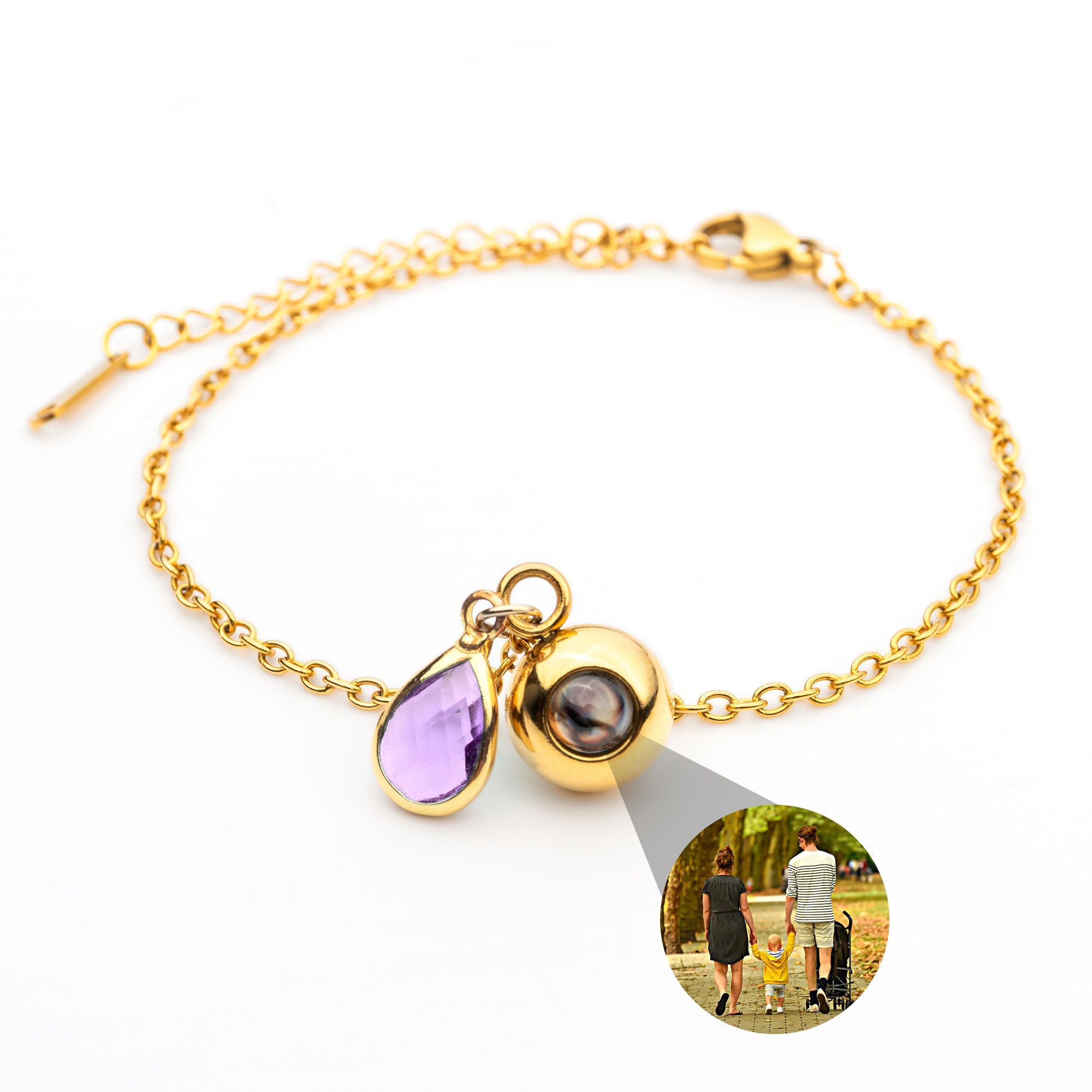 Photo bracelet with your own photo - Birthstone