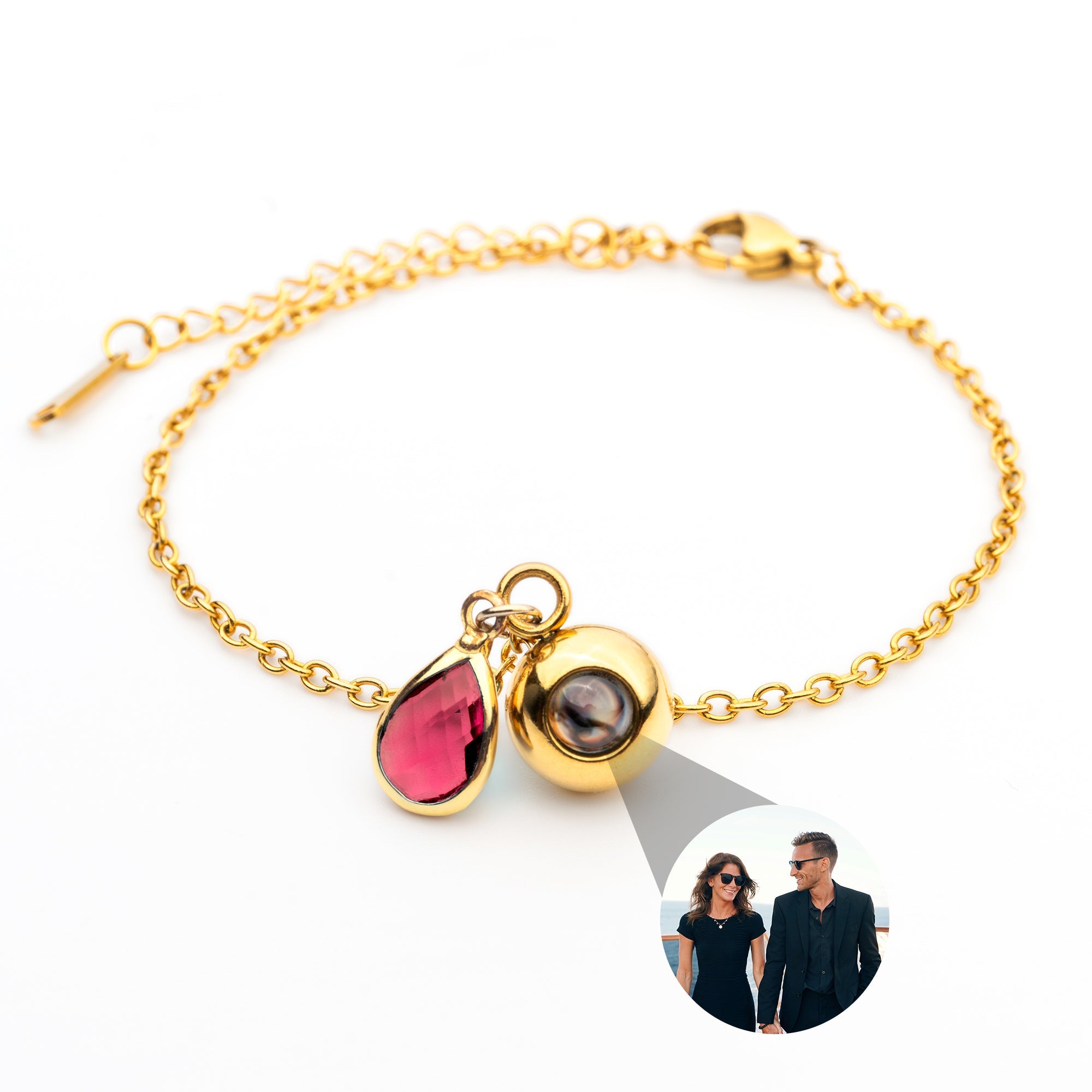 Photo bracelet with your own photo - Birthstone