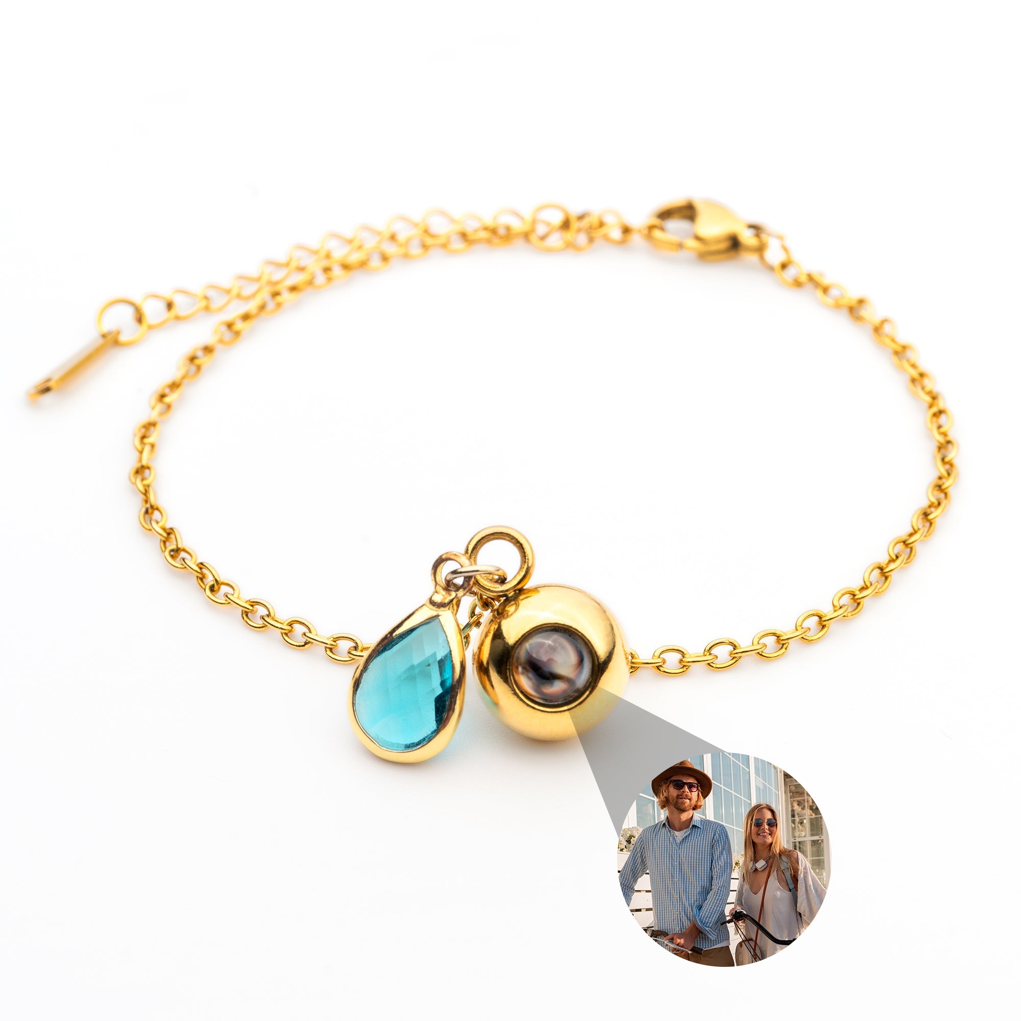 Photo bracelet with your own photo - Birthstone