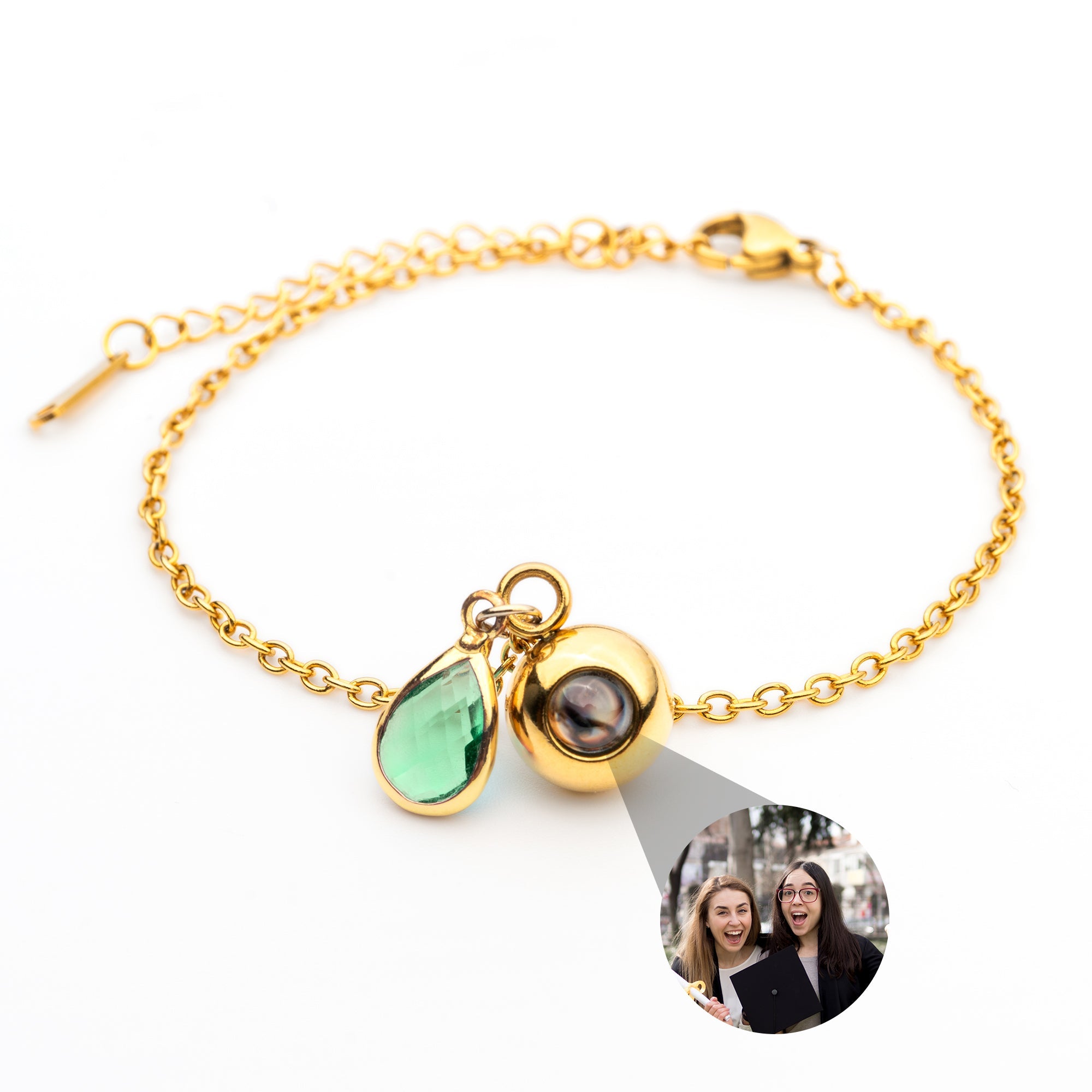Photo bracelet with your own photo - Birthstone