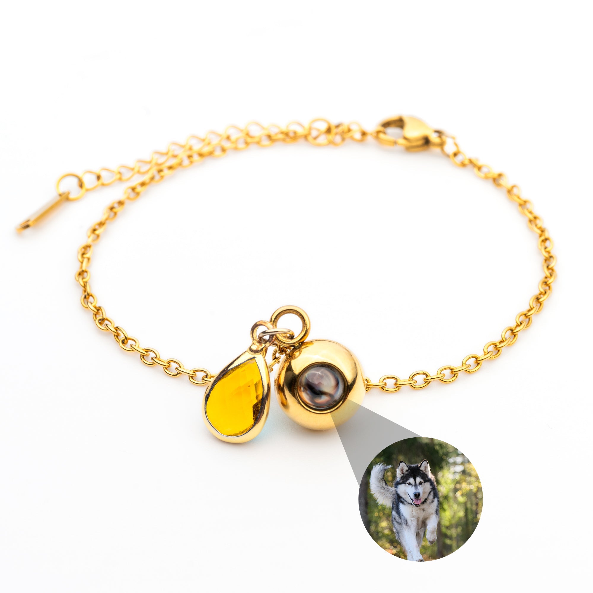 Photo bracelet with your own photo - Birthstone