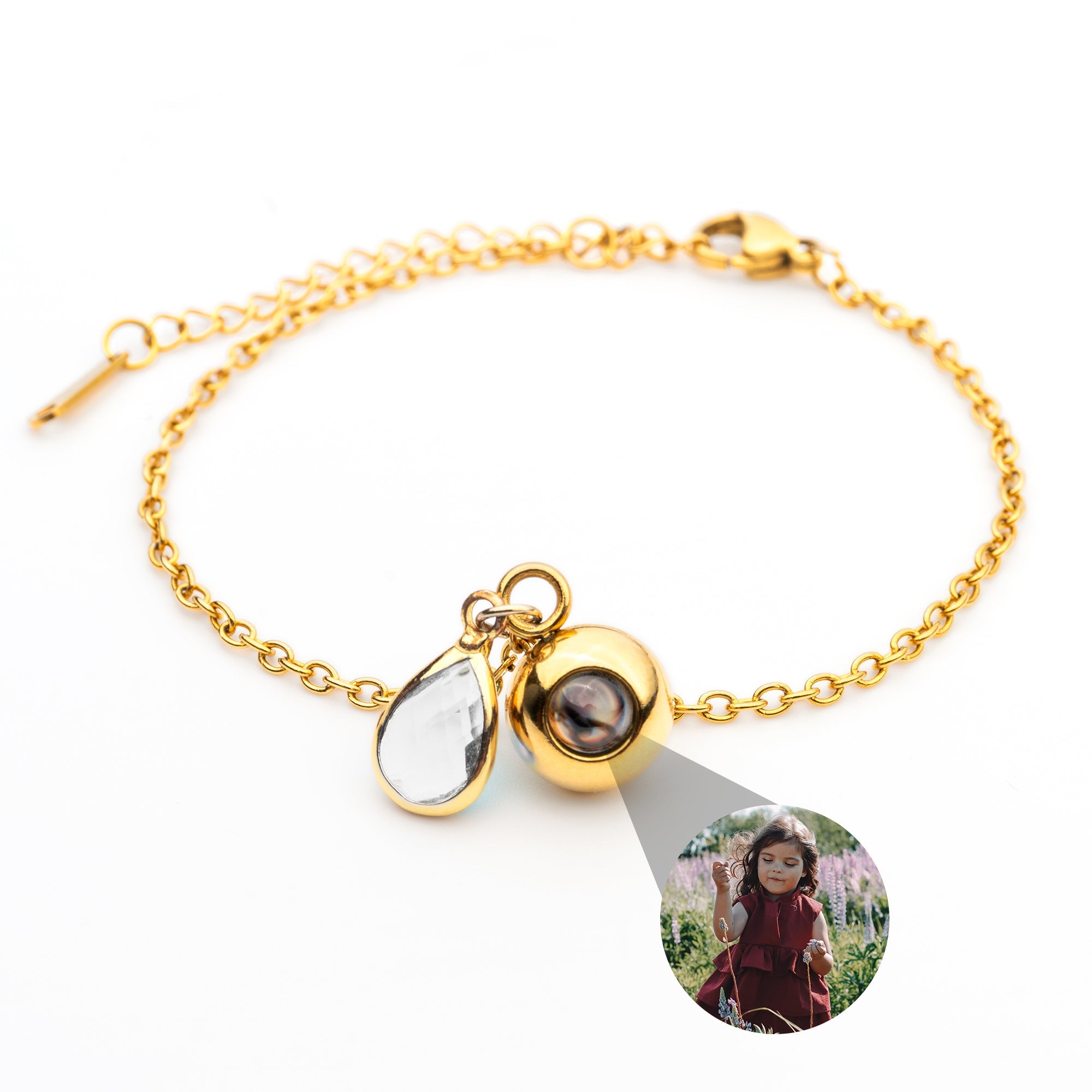 Photo bracelet with your own photo - Birthstone
