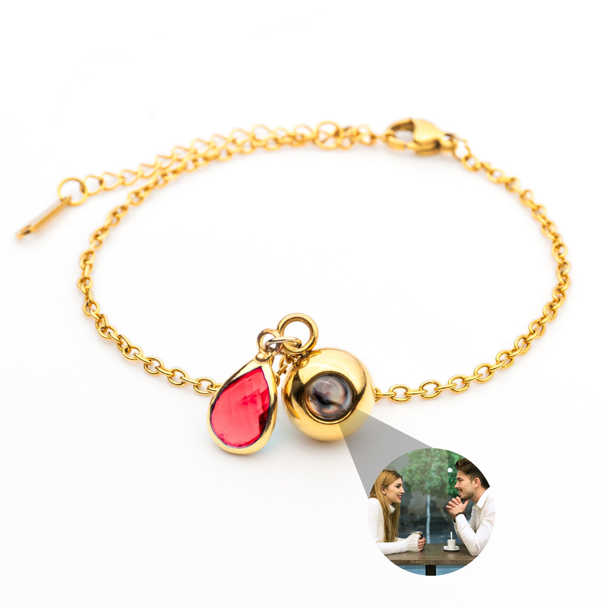 Photo bracelet with your own photo - Birthstone