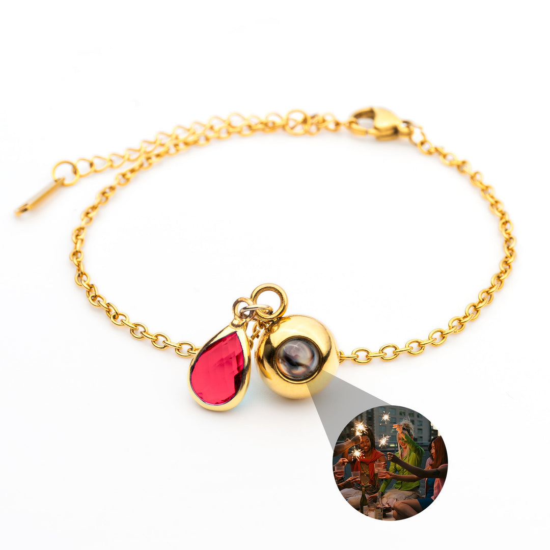Photo bracelet with your own photo - Birthstone