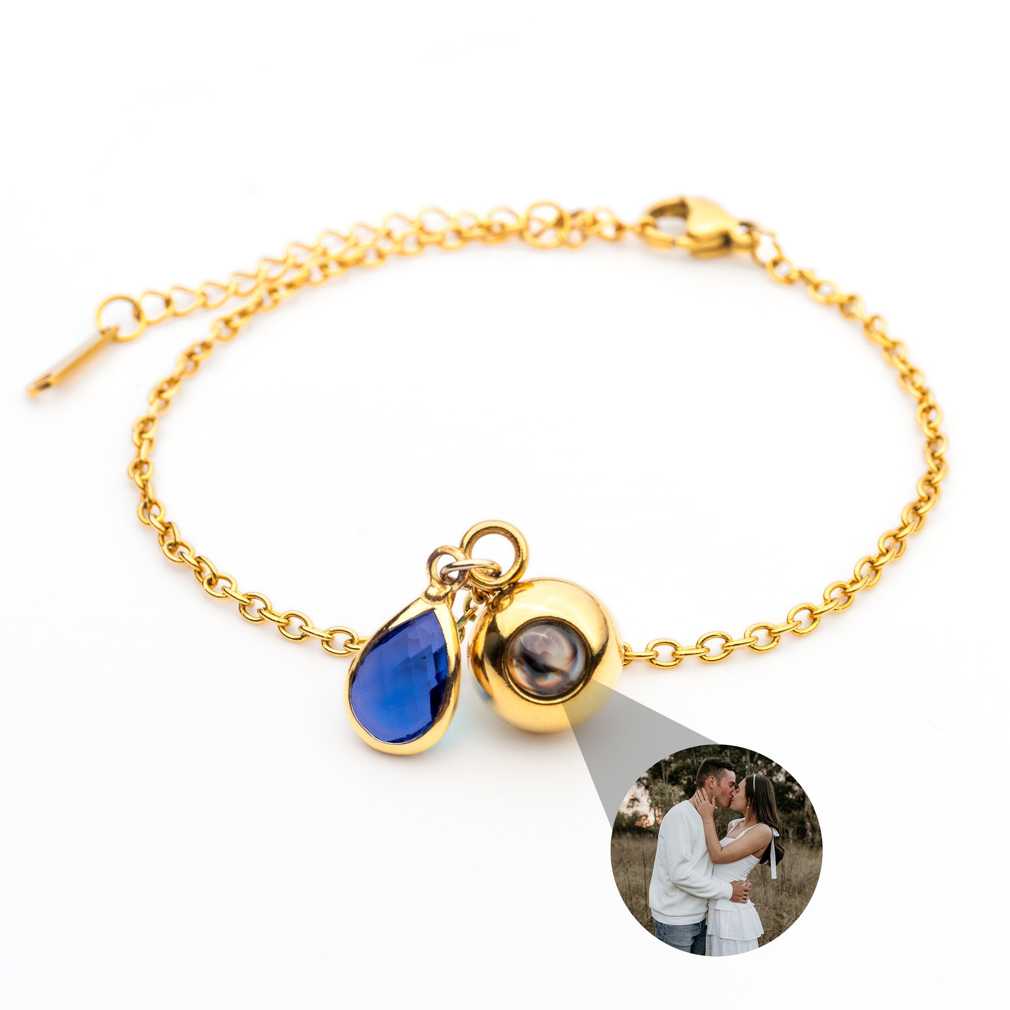 Photo bracelet with your own photo - Birthstone