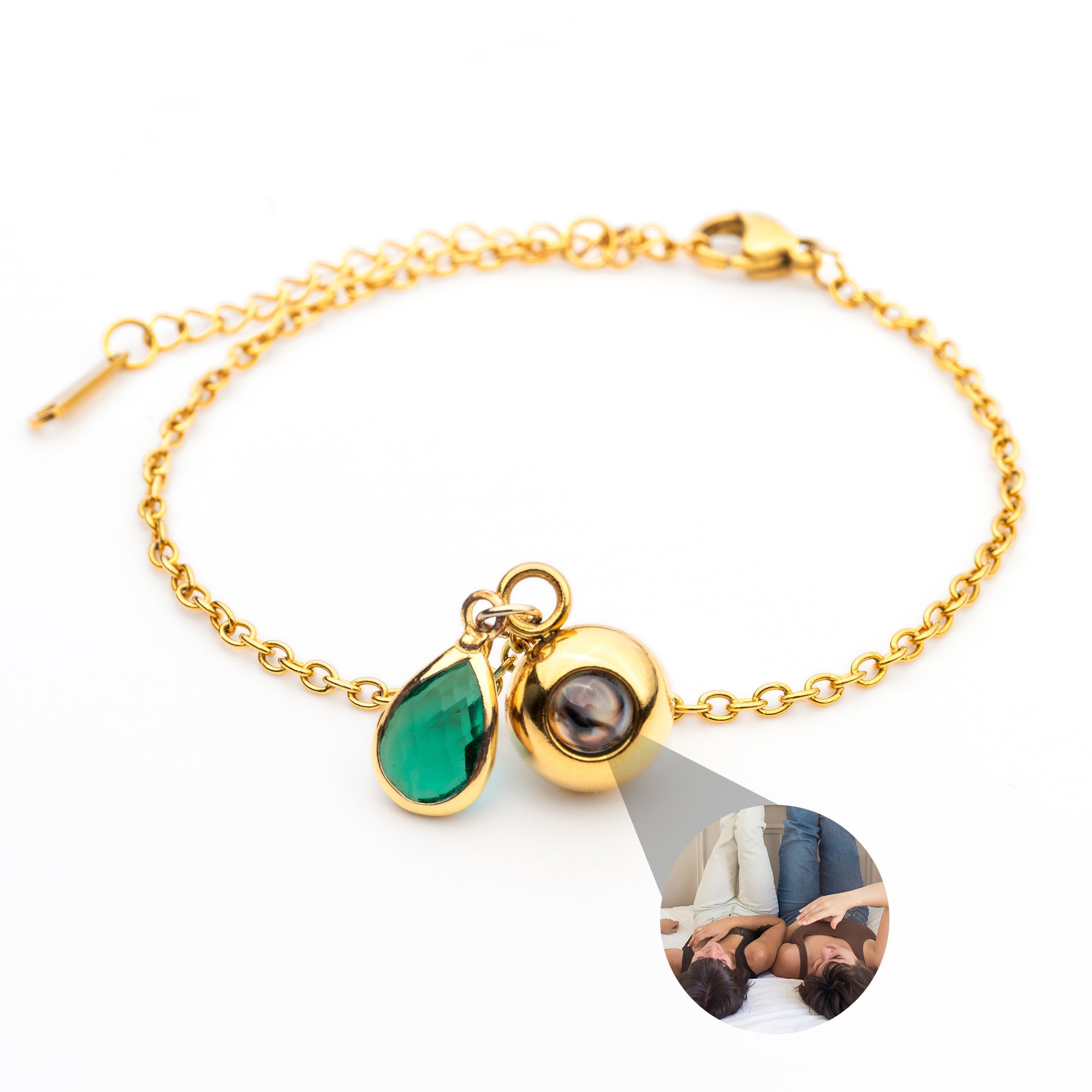Photo bracelet with your own photo - Birthstone