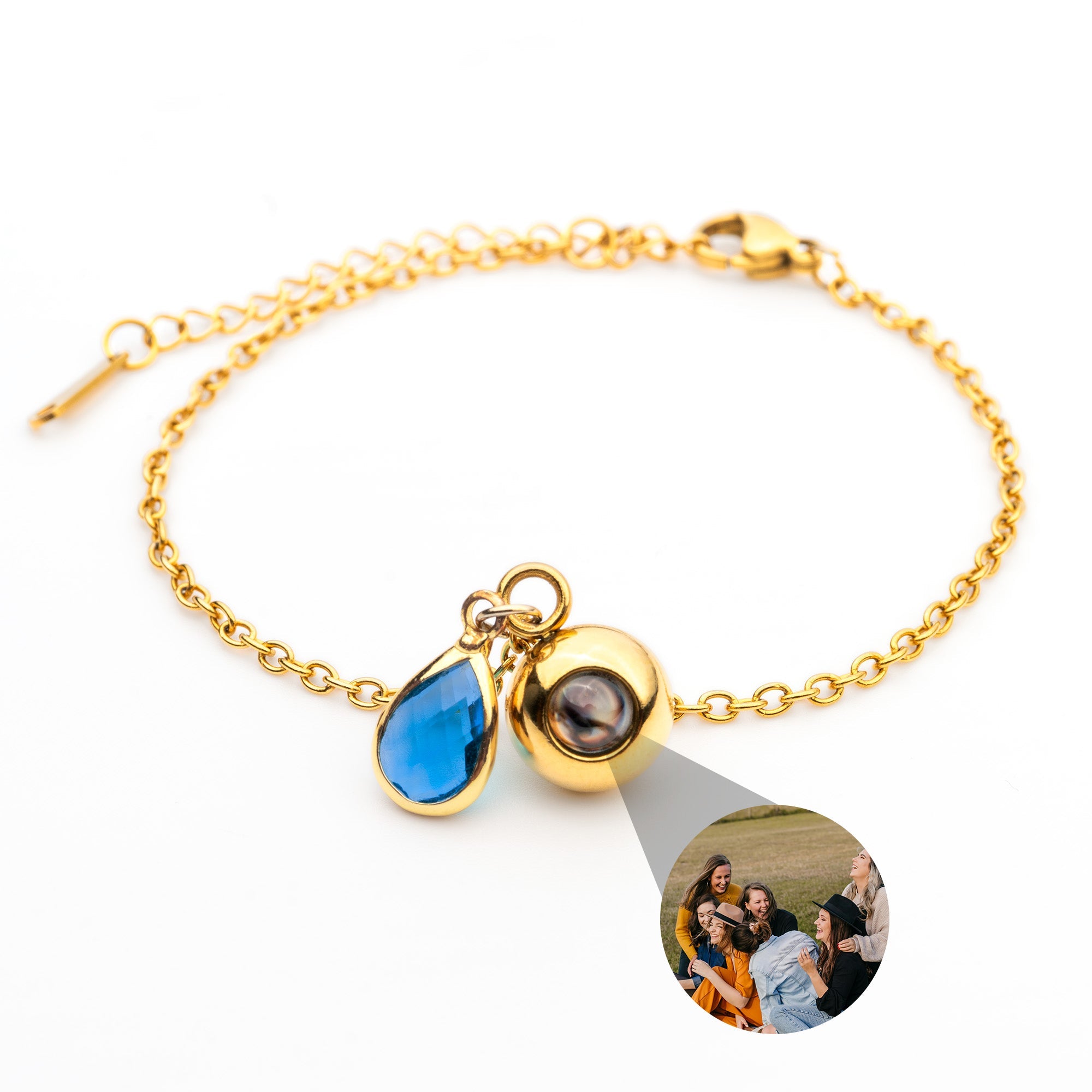 Photo bracelet with your own photo - Birthstone