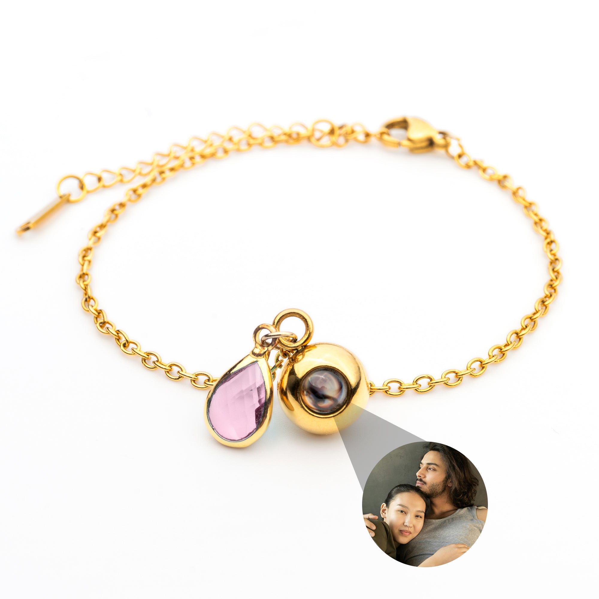 Photo bracelet with your own photo - Birthstone