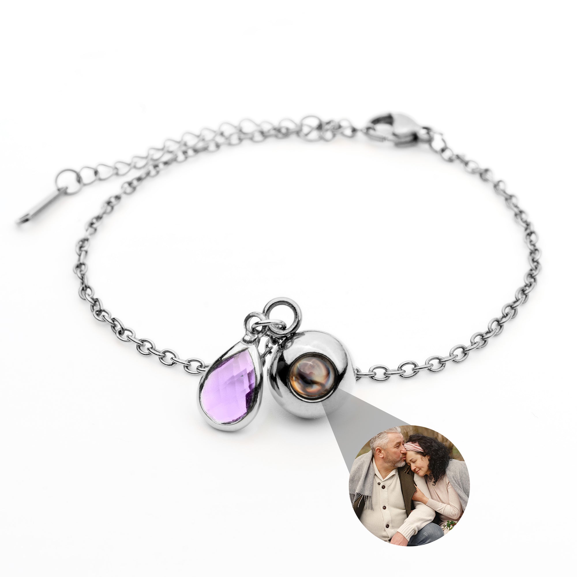 Photo bracelet with your own photo - Birthstone