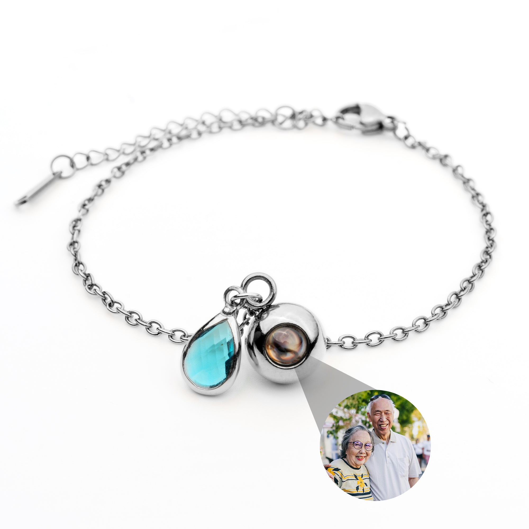 Photo bracelet with your own photo - Birthstone
