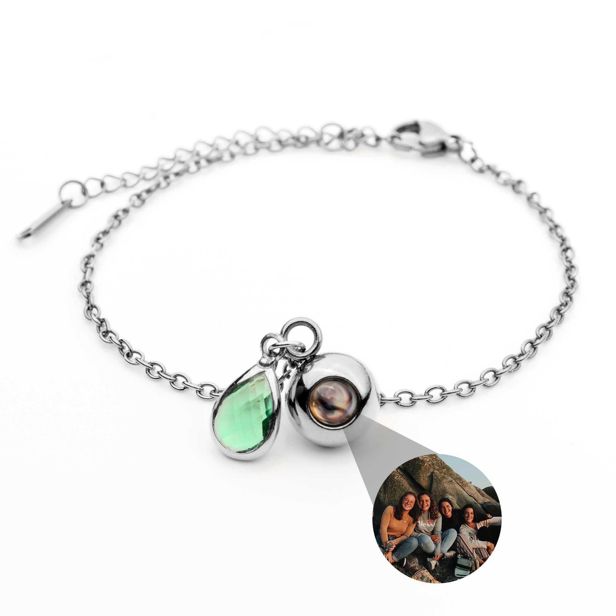 Photo bracelet with your own photo - Birthstone