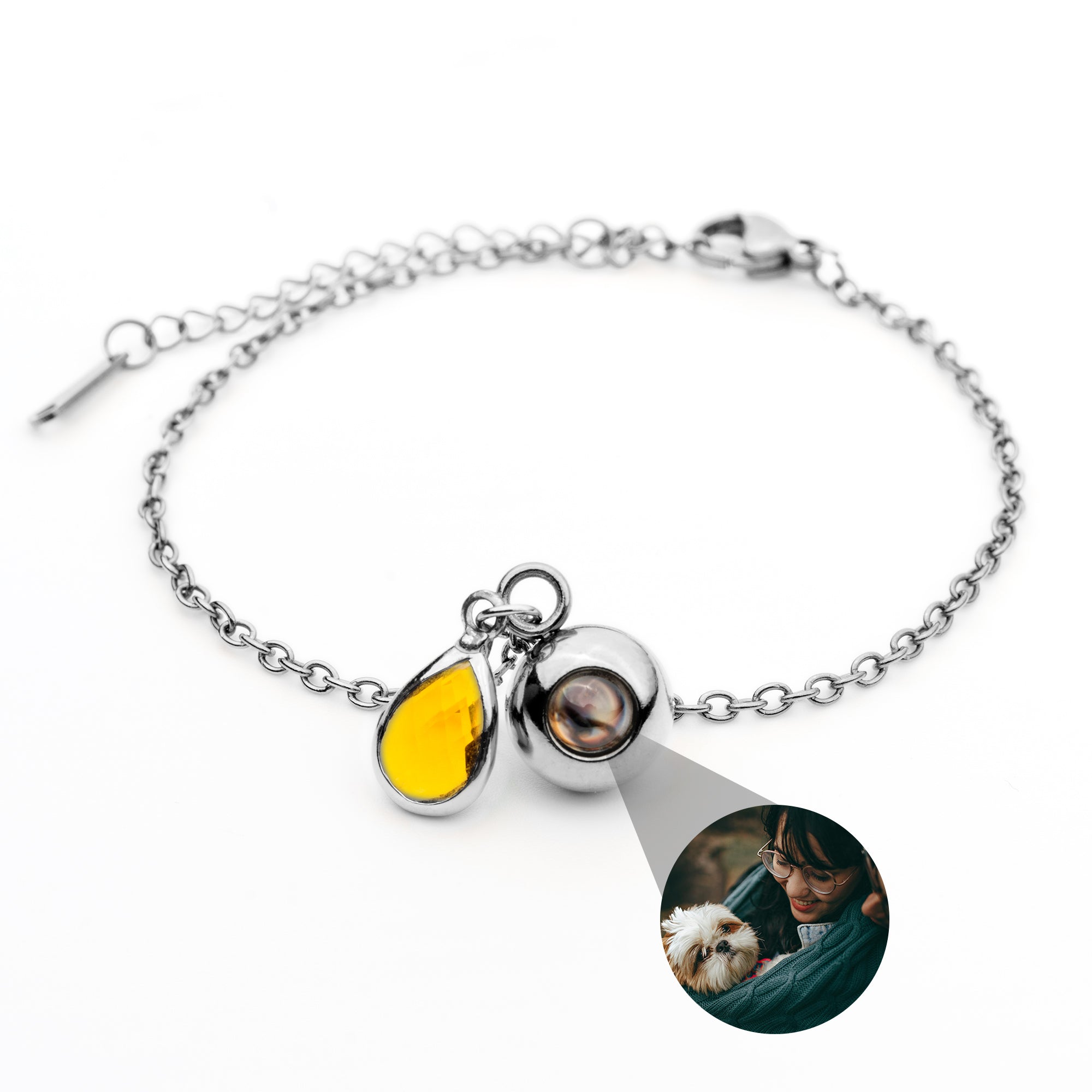Photo bracelet with your own photo - Birthstone