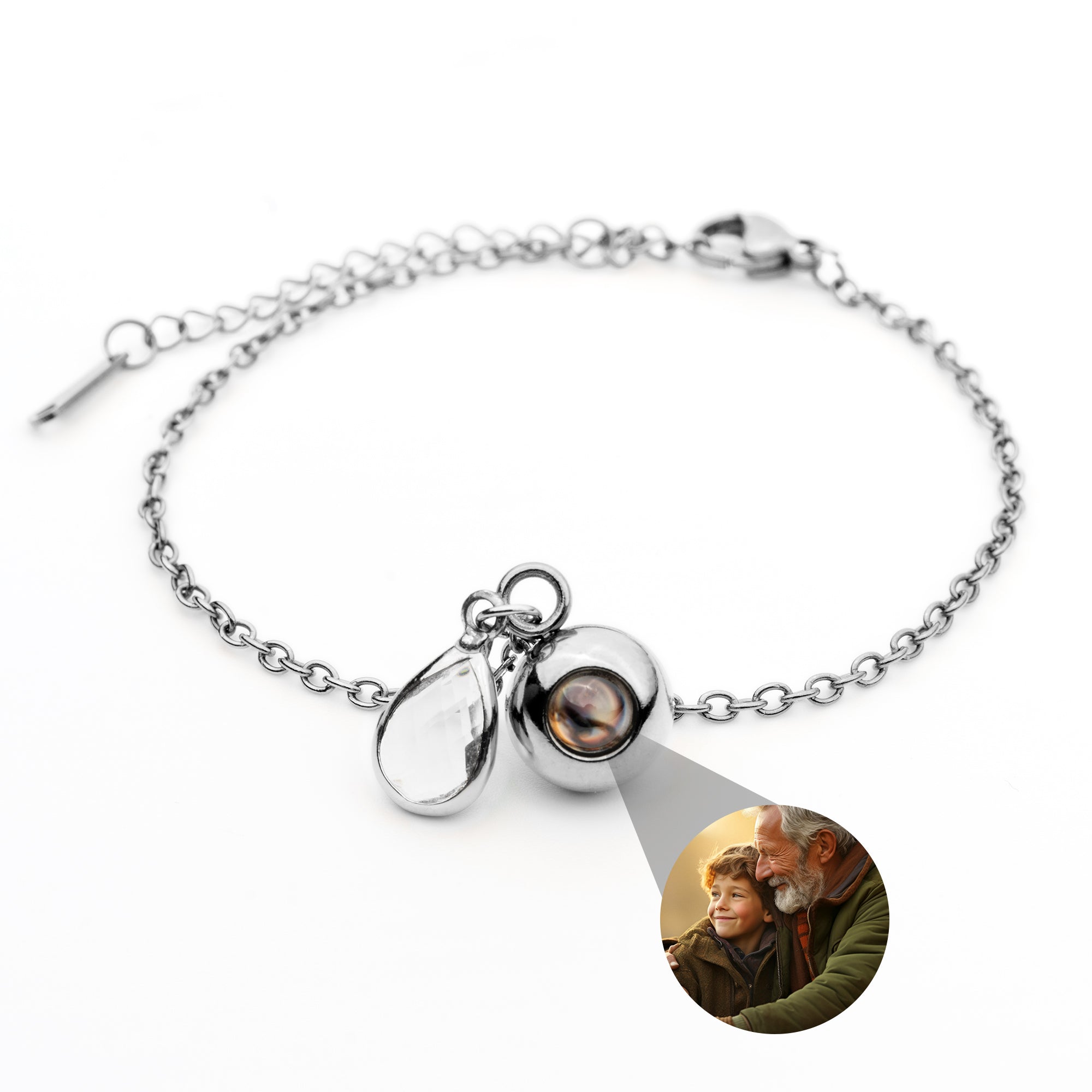 Photo bracelet with your own photo - Birthstone