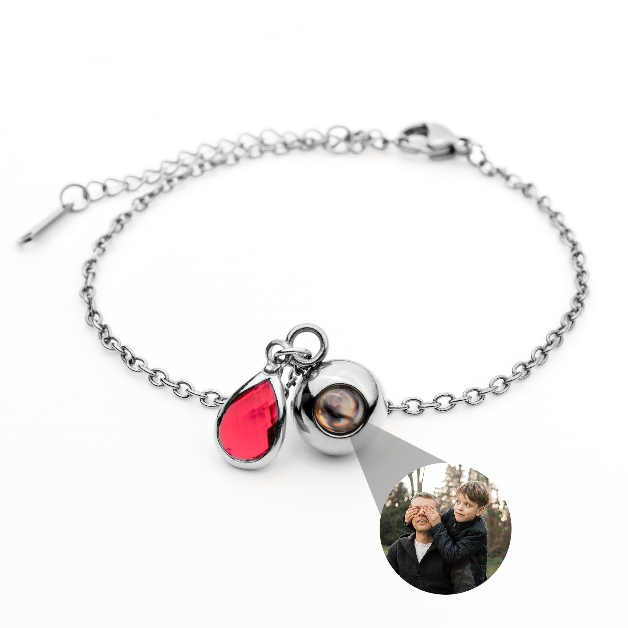 Photo bracelet with your own photo - Birthstone