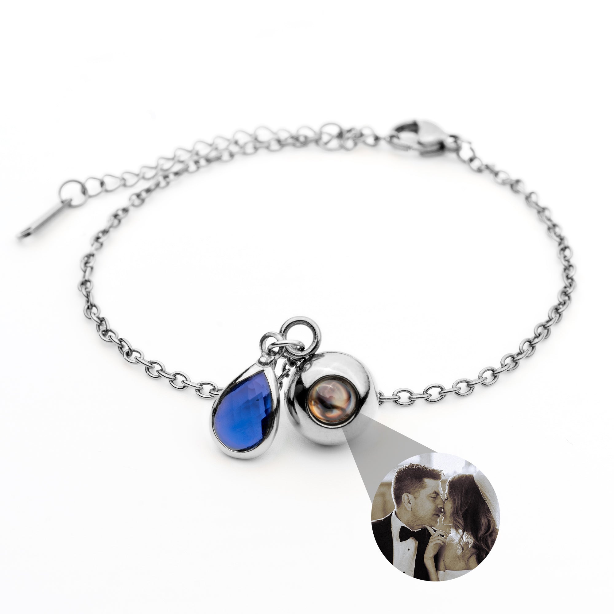 Photo bracelet with your own photo - Birthstone