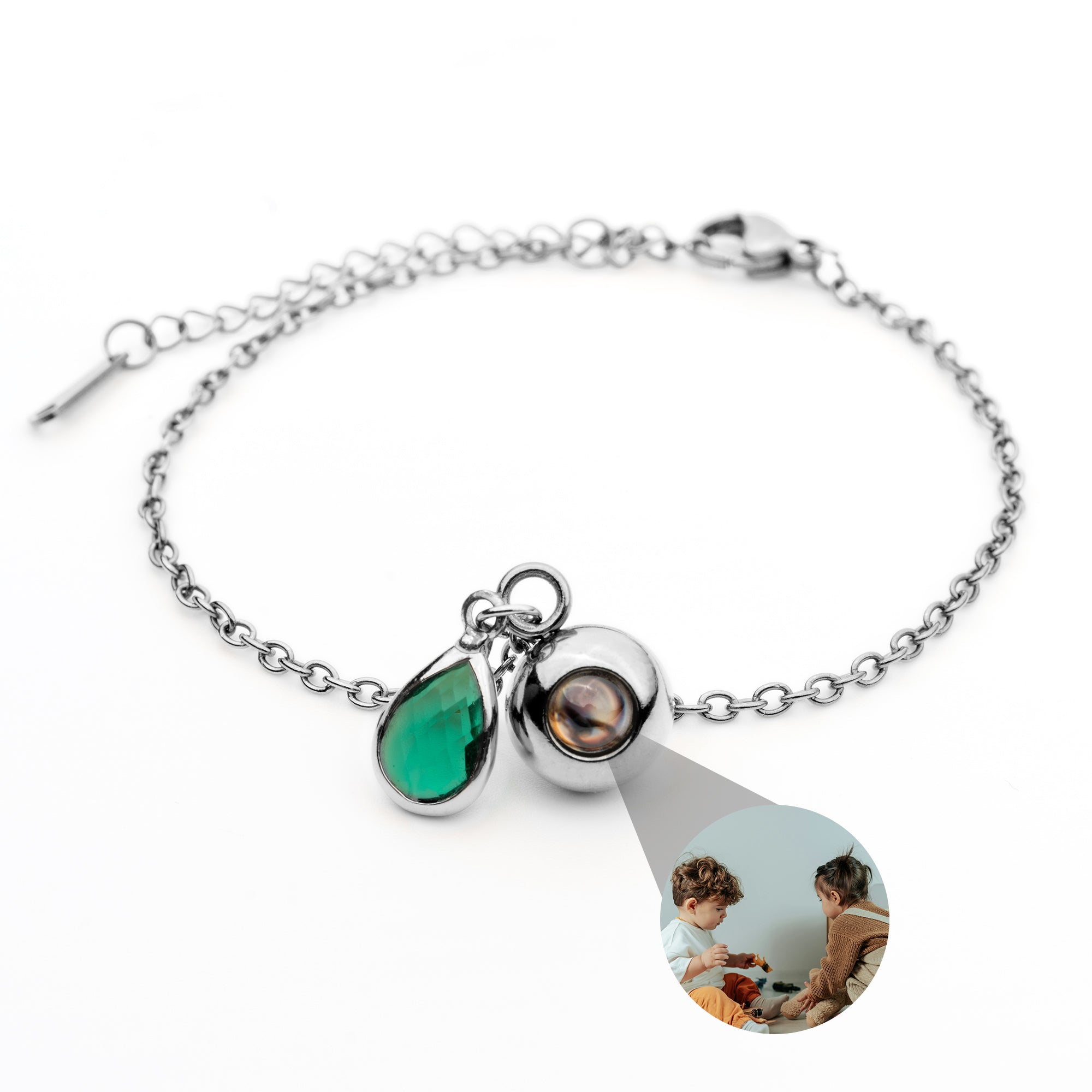 Photo bracelet with your own photo - Birthstone