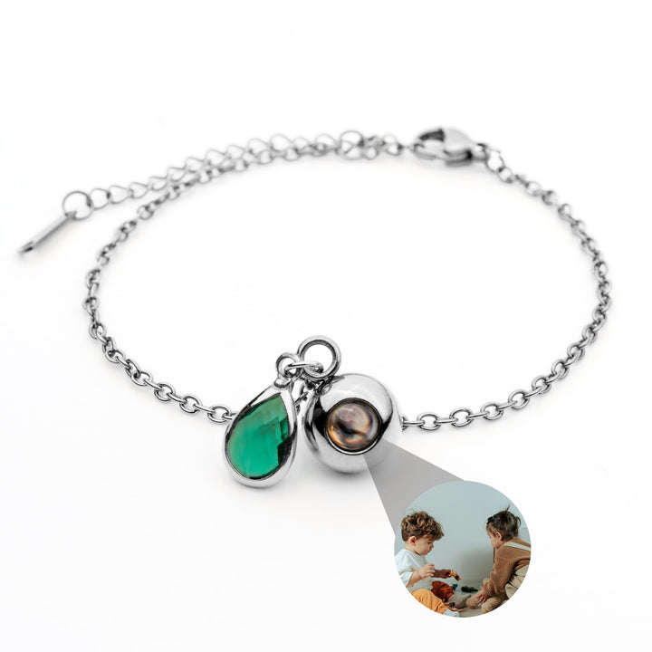 Photo bracelet with your own photo - Birthstone