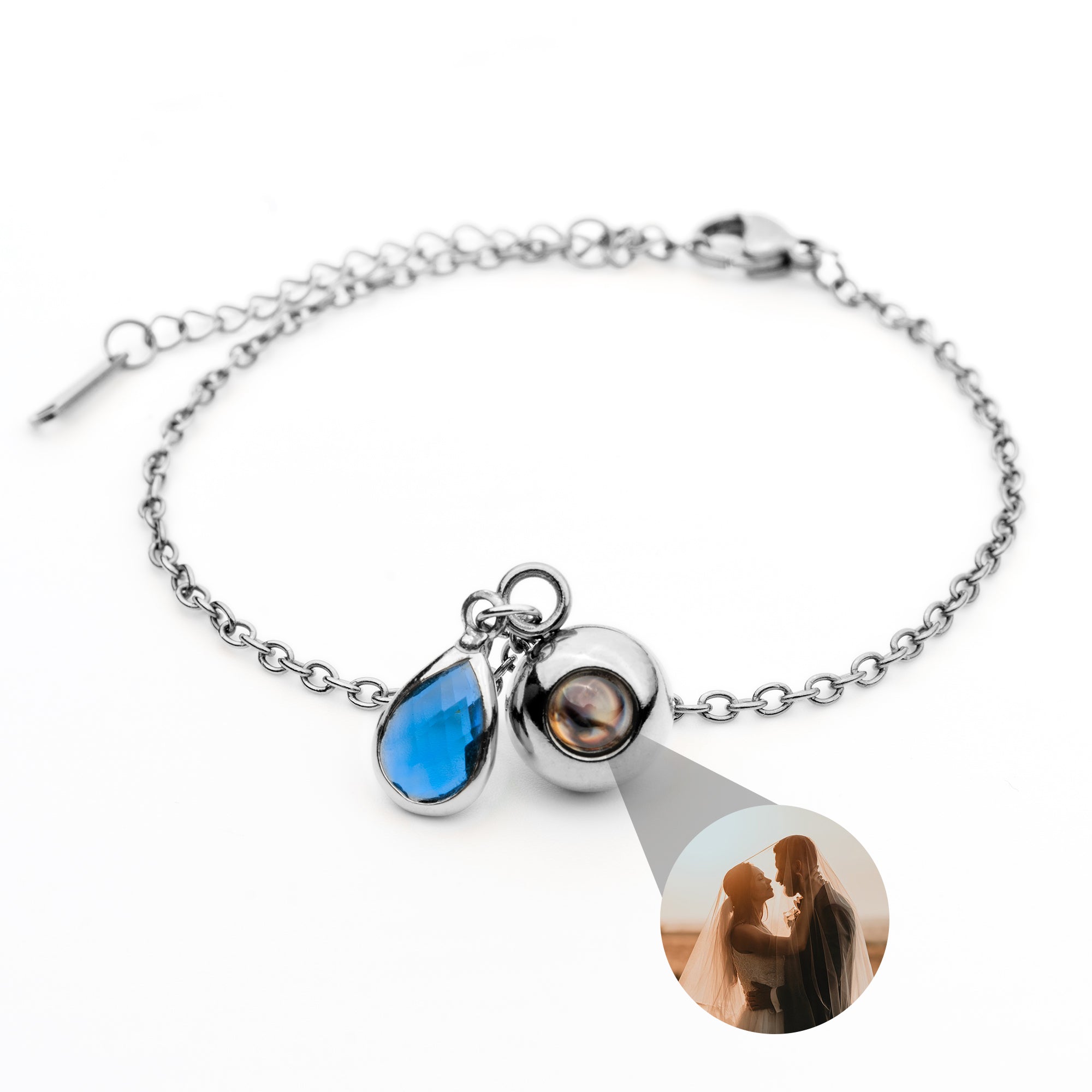Photo bracelet with your own photo - Birthstone