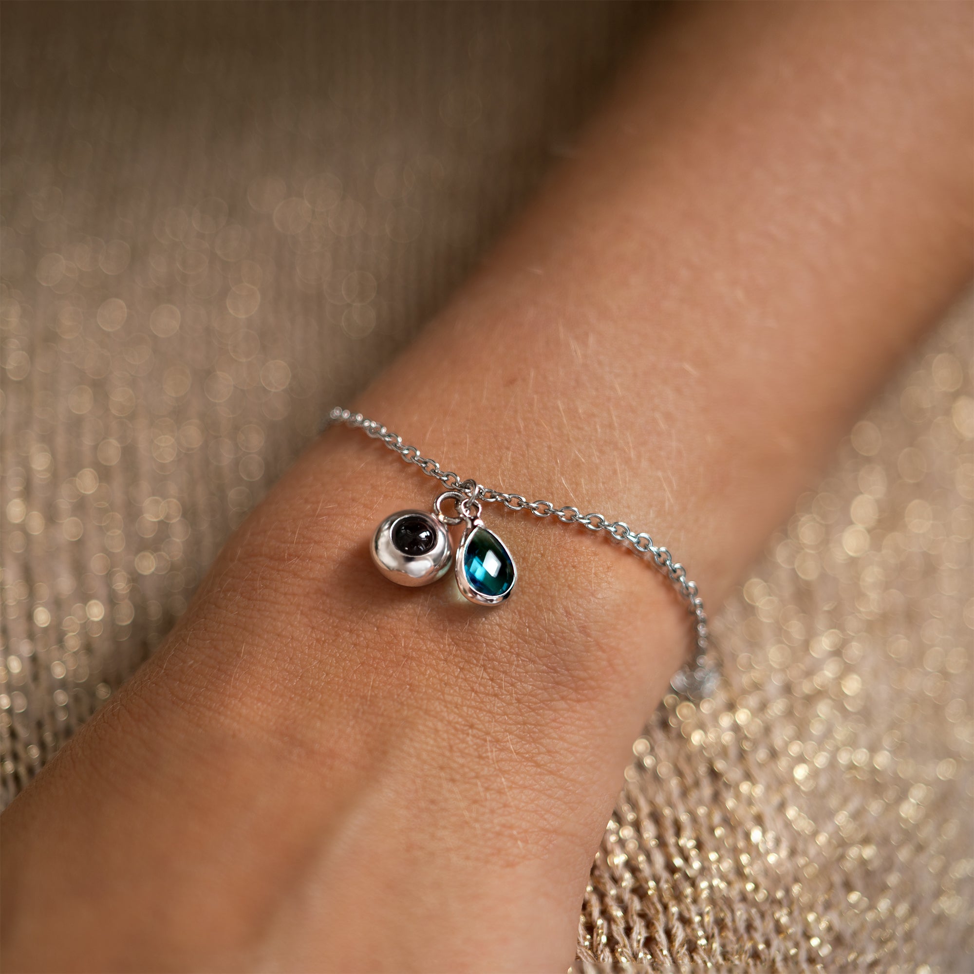 Photo bracelet with your own photo - Birthstone