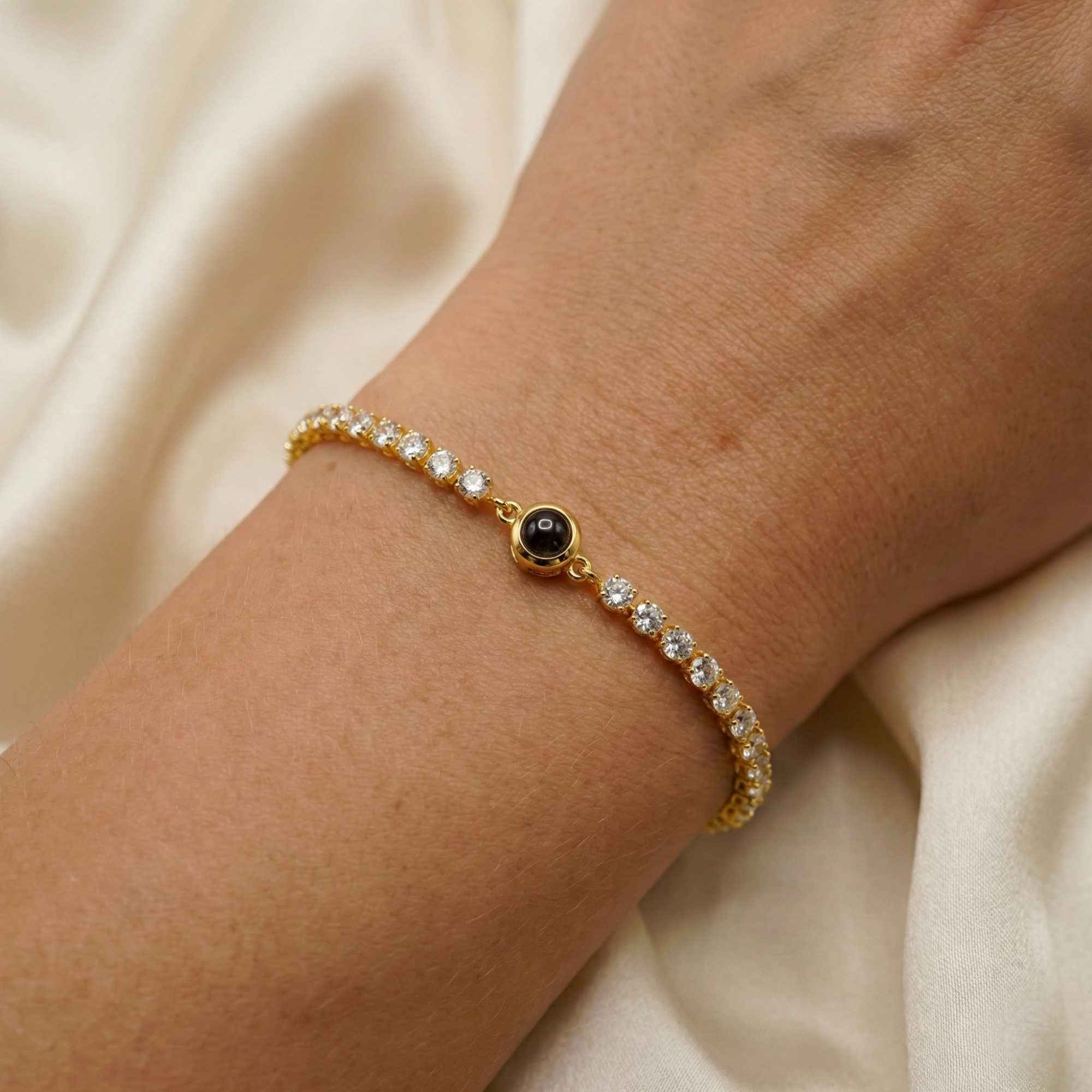 Photo Bracelet with Your Own Photo - Tennis Zirconia