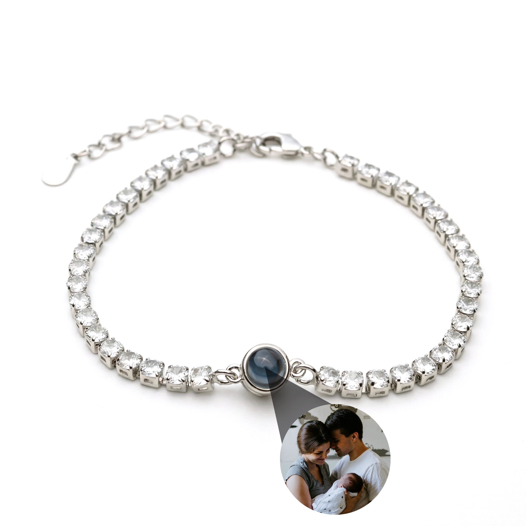 Photo Bracelet with Your Own Photo - Tennis Zirconia