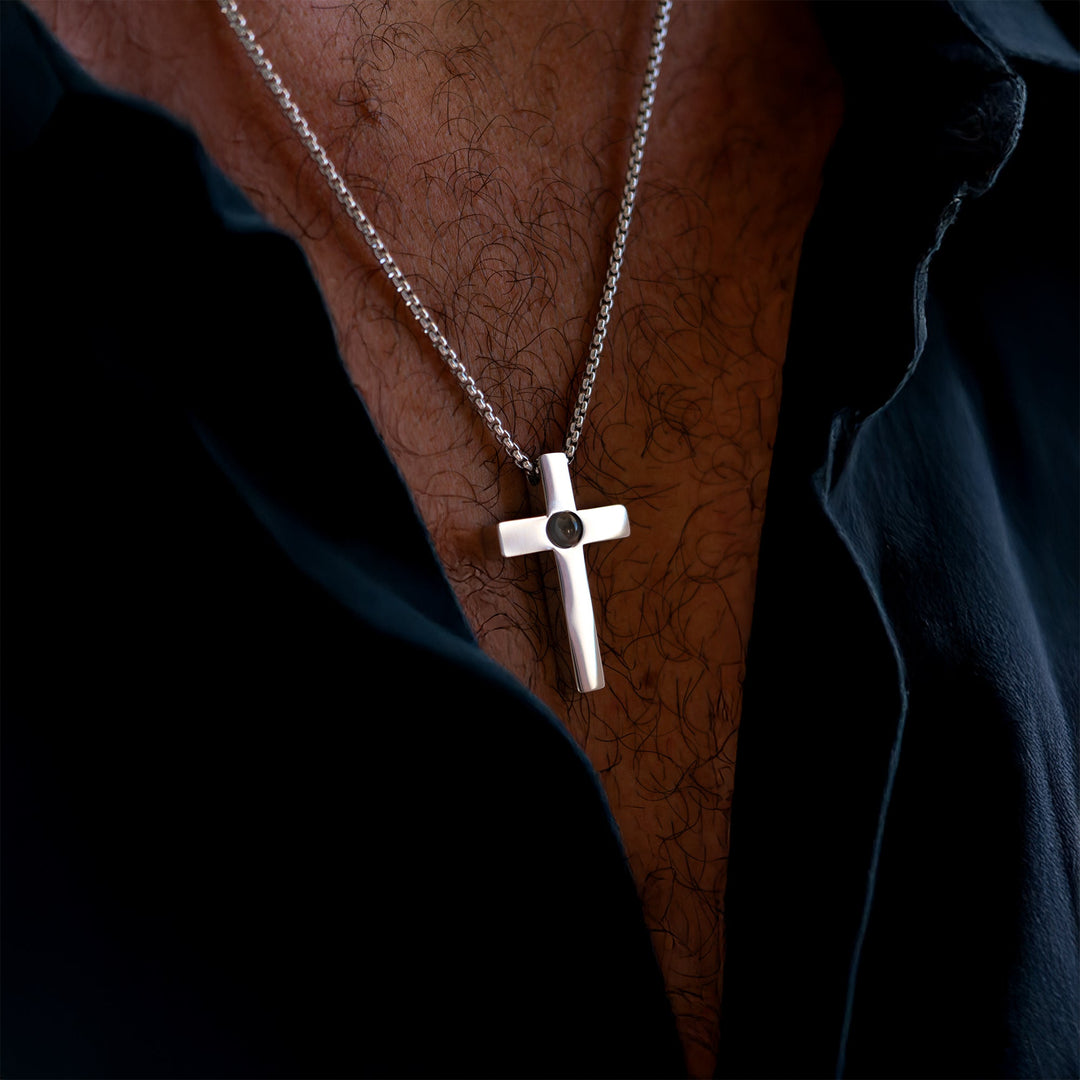 Photo Necklace with Your Own Photo - Cross
