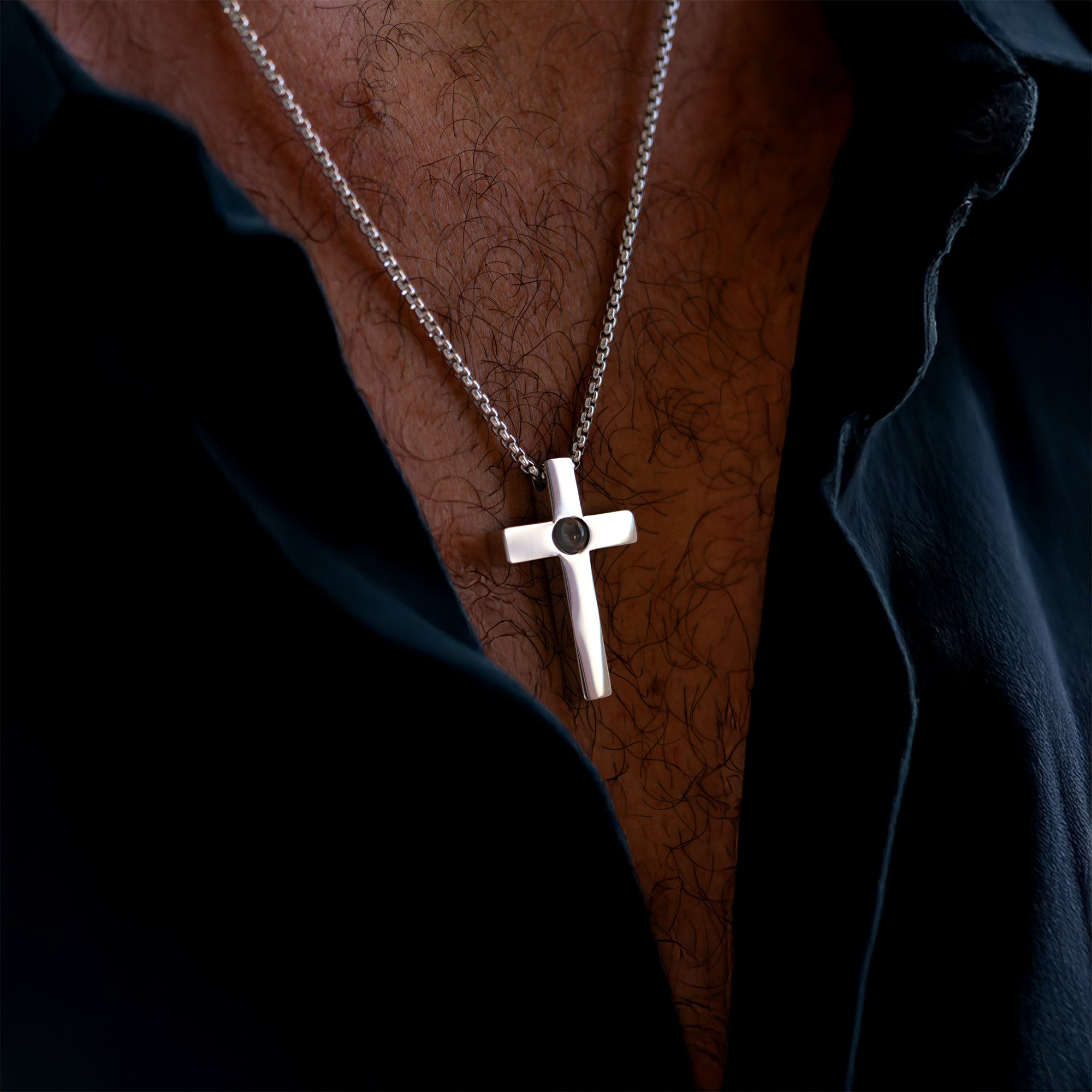 Photo Necklace with Your Own Photo - Cross
