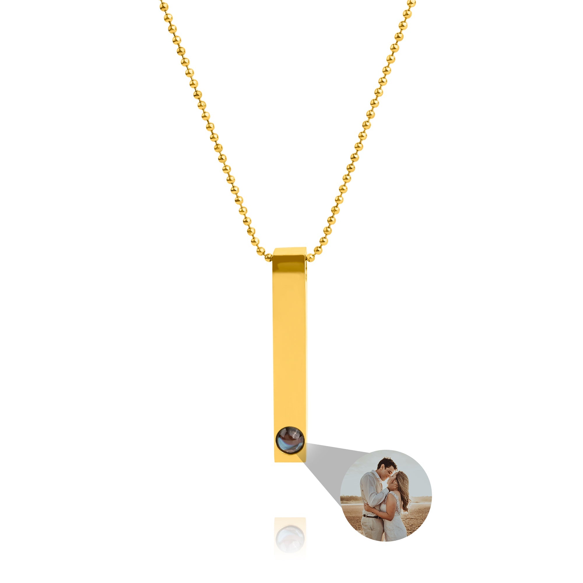 Photo Necklace with Your Own Photo - Stick Ball Chain