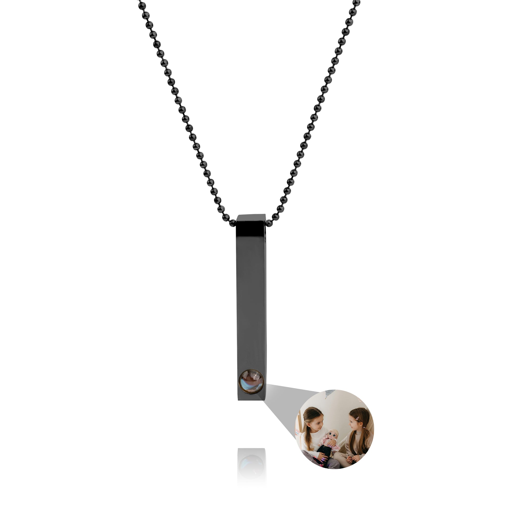 Photo Necklace with Your Own Photo - Stick Ball Chain