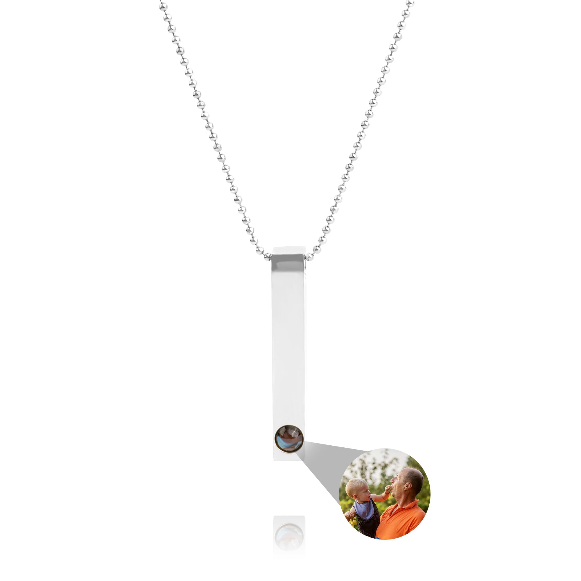 Photo Necklace with Your Own Photo - Stick Ball Chain