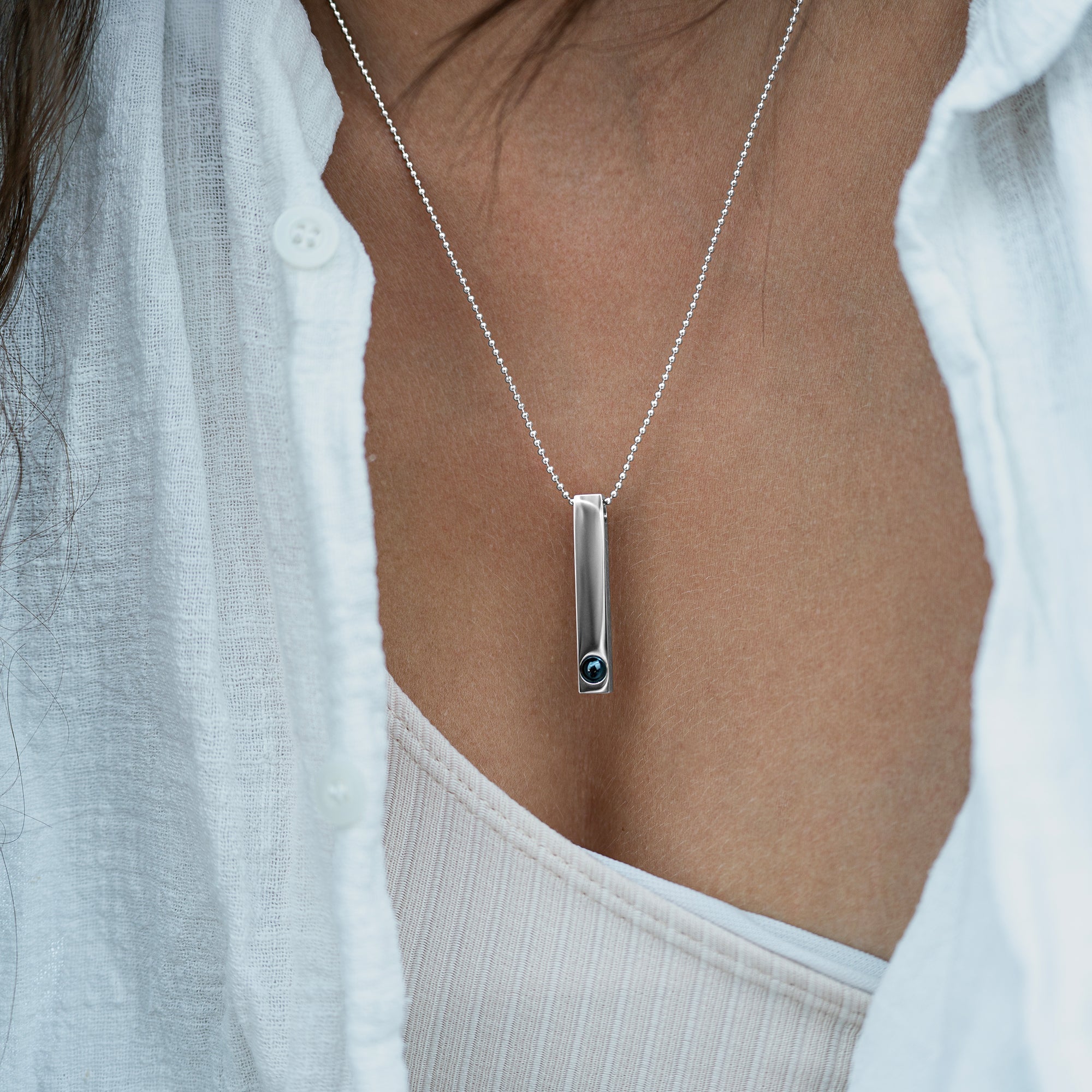 Photo Necklace with Your Own Photo - Stick Ball Chain